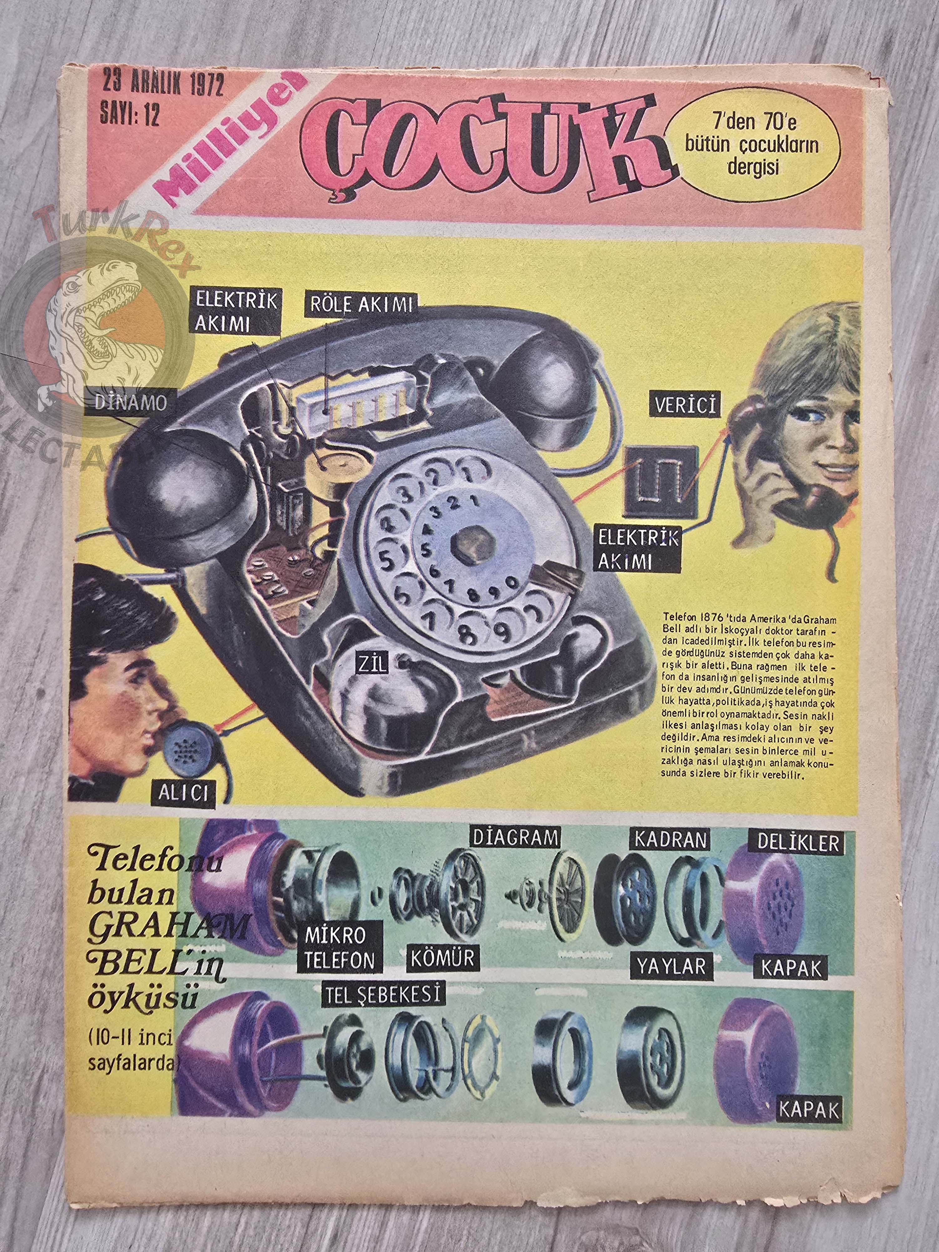 Milliyet Çocuk #12 1972 Turkish Comic Mag Turkey Tintin Jim Lacy Il Colonnello Caster’Bum Graham Bell