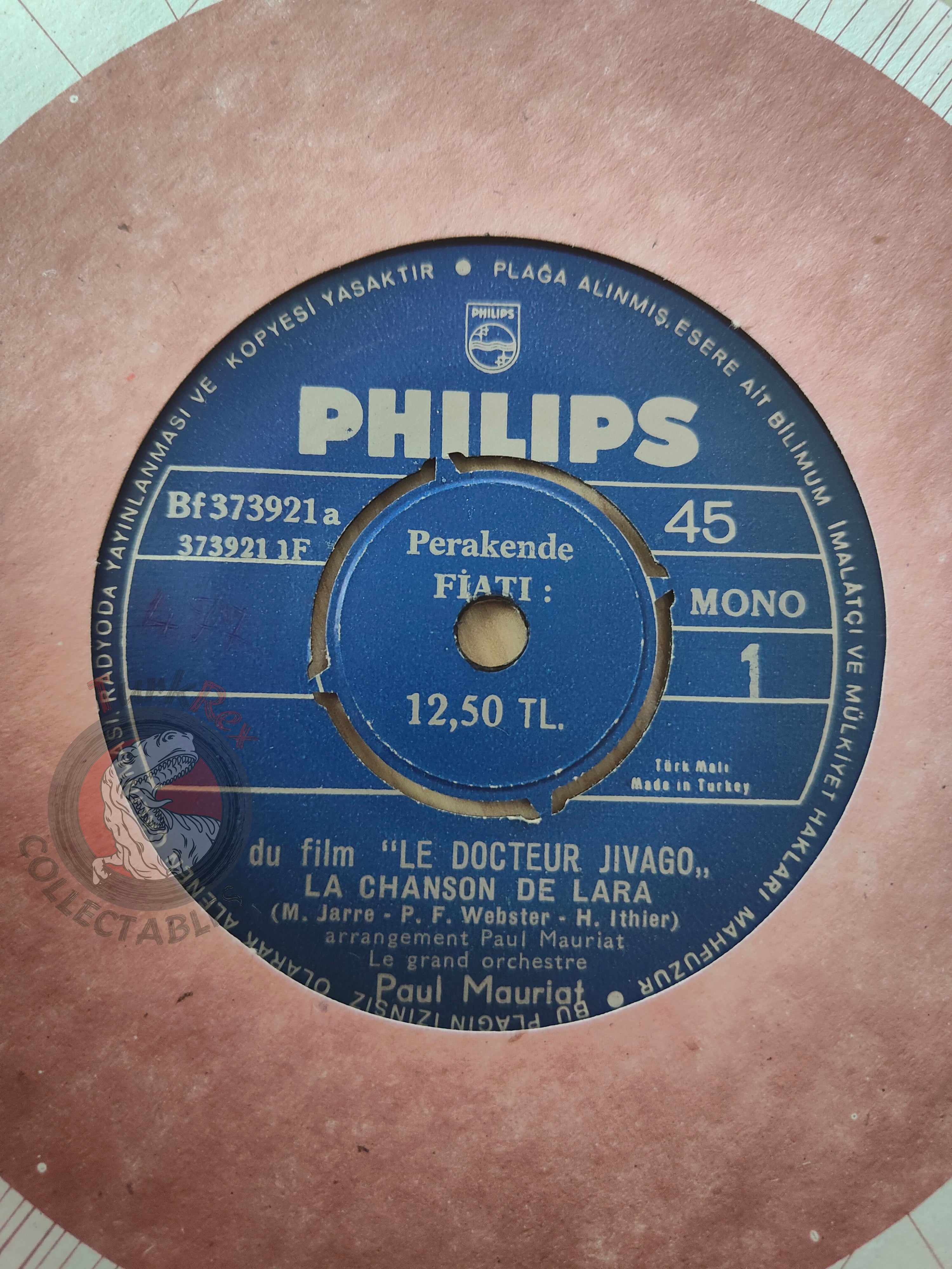 Paul Mauriat – La Chanson De Lara 7" Turkish Pressing Vinyl Turkey Edition