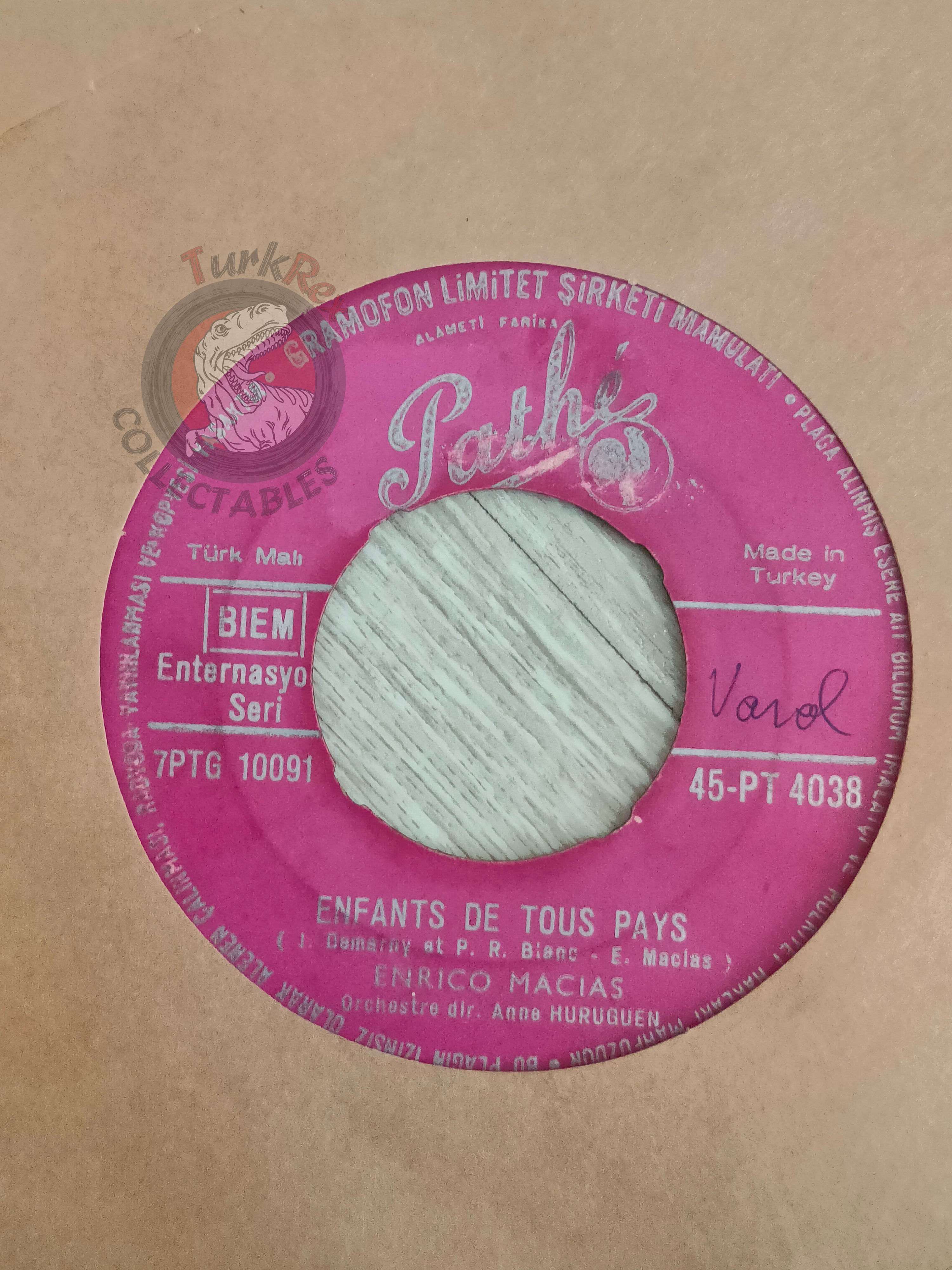 Enrico Macias – Un Air De Fête 7" Turkish Pressing Vinyl Turkey Edition