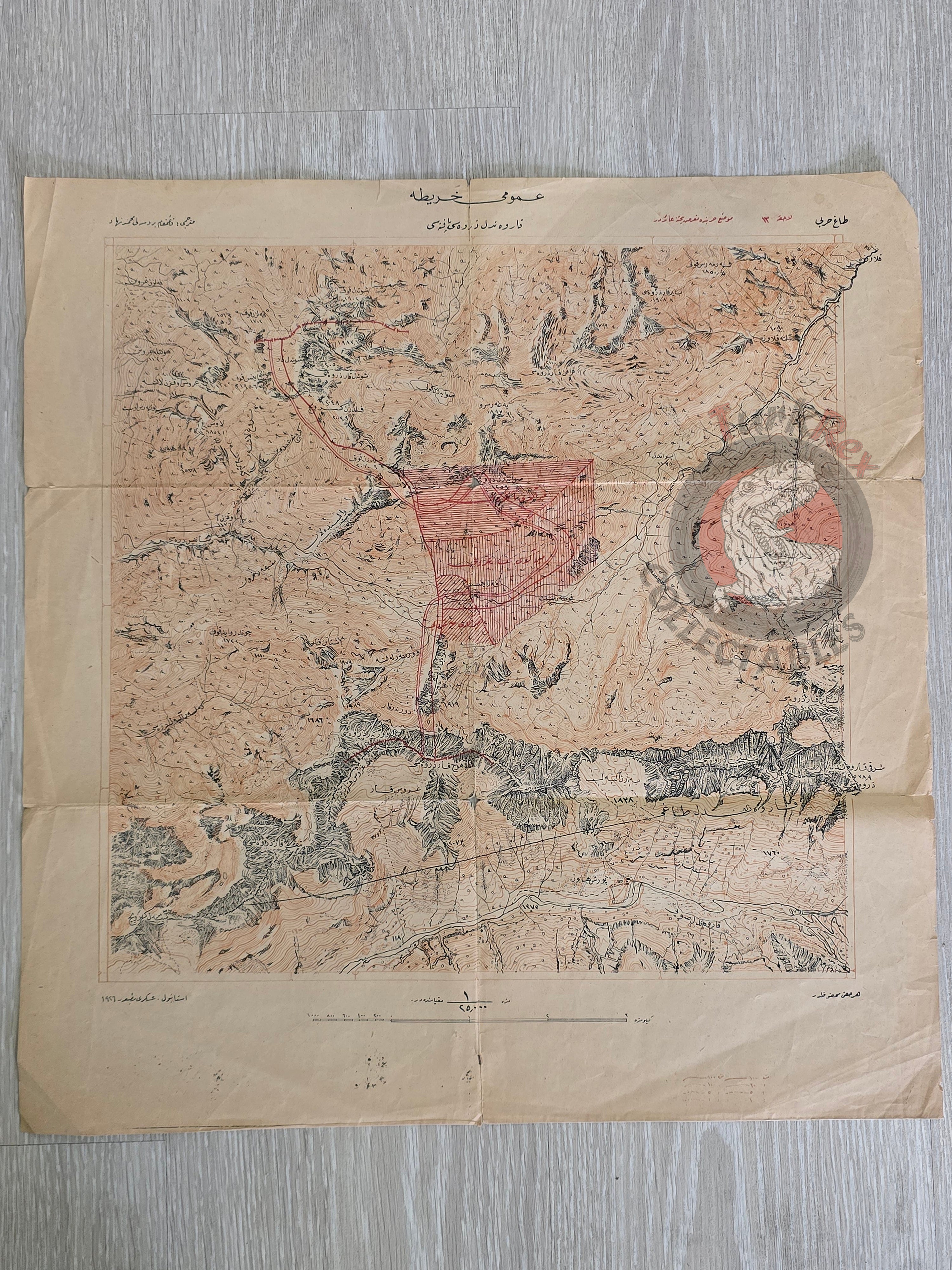 Karwendel Summit Sheet Ottoman Script 1926 Military Map Austria Tactics Rudolf OberHauser