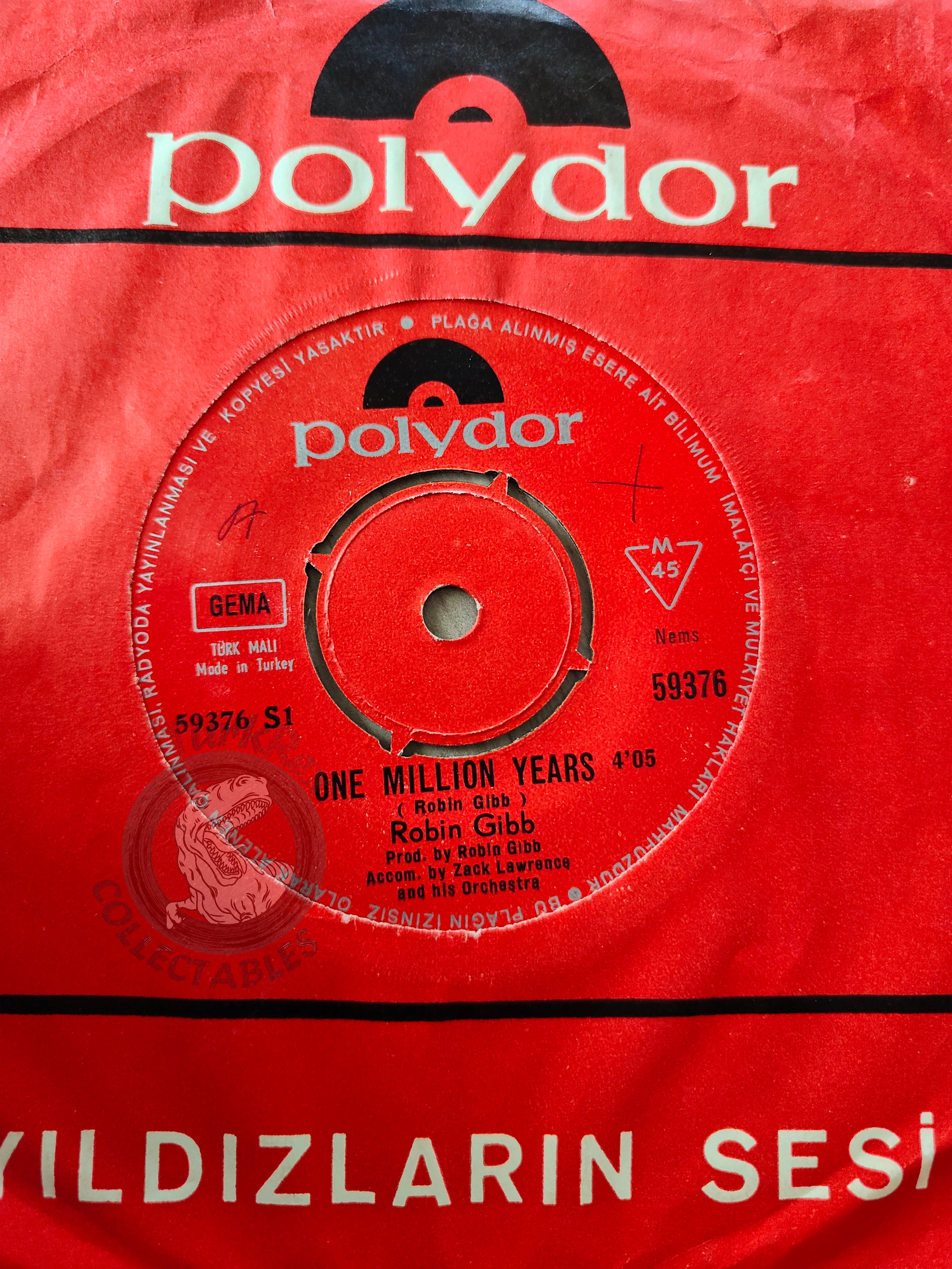 Robin Gibb – One Million Years 7" Turkish Pressing Vinyl Turkey Edition