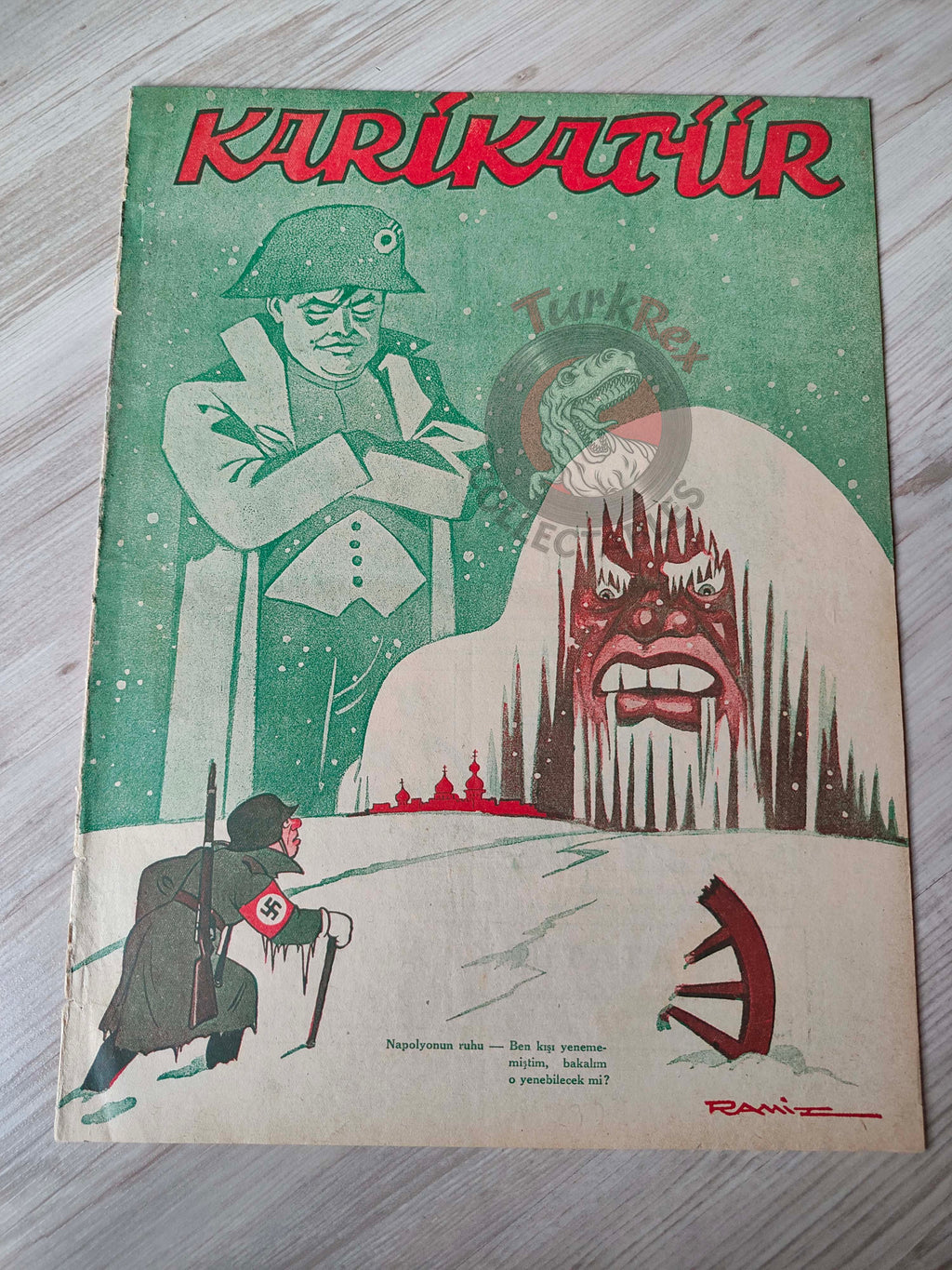 Karikatür 1941 Humor Magazine Turkish Turkey Napoleon’s Ghost German Soldier WW2 era Roosevelt