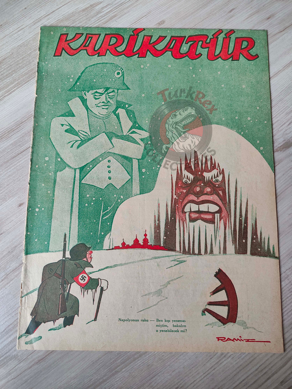 Karikatür 1941 Humor Magazine Turkish Turkey Napoleon’s Ghost German Soldier WW2 era Roosevelt