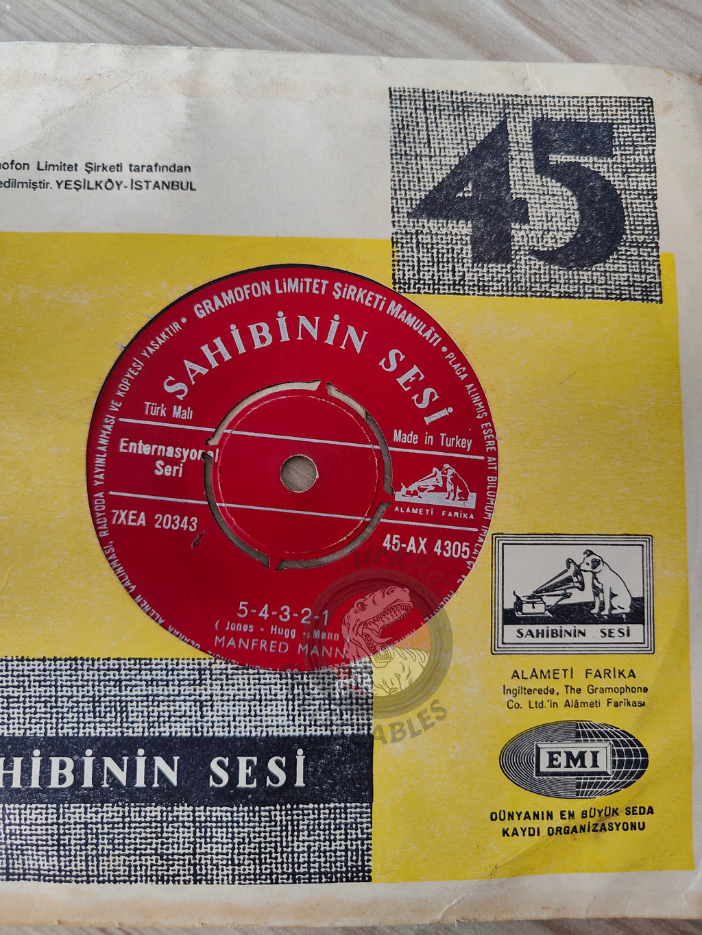 Manfred Mann – 5-4-3-2-1 / Without You 7" Turkish Pressing Vinyl Turkey Edition