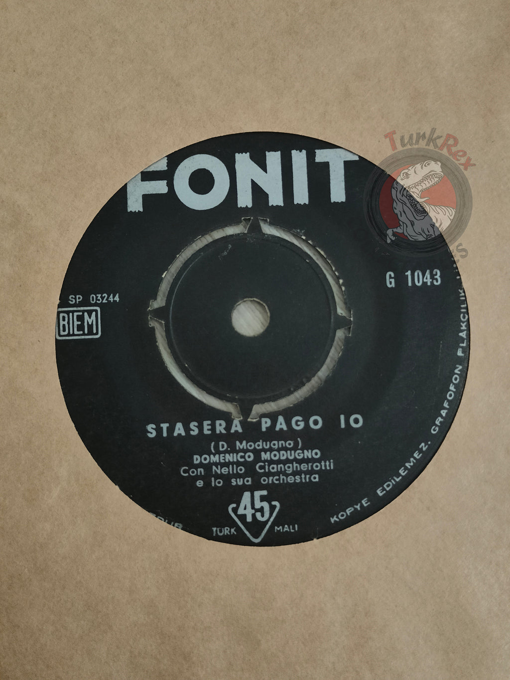Domenico Modugno – Tu Si 'Na Cosa Grande 7" Turkish Pressing Vinyl Turkey Edition