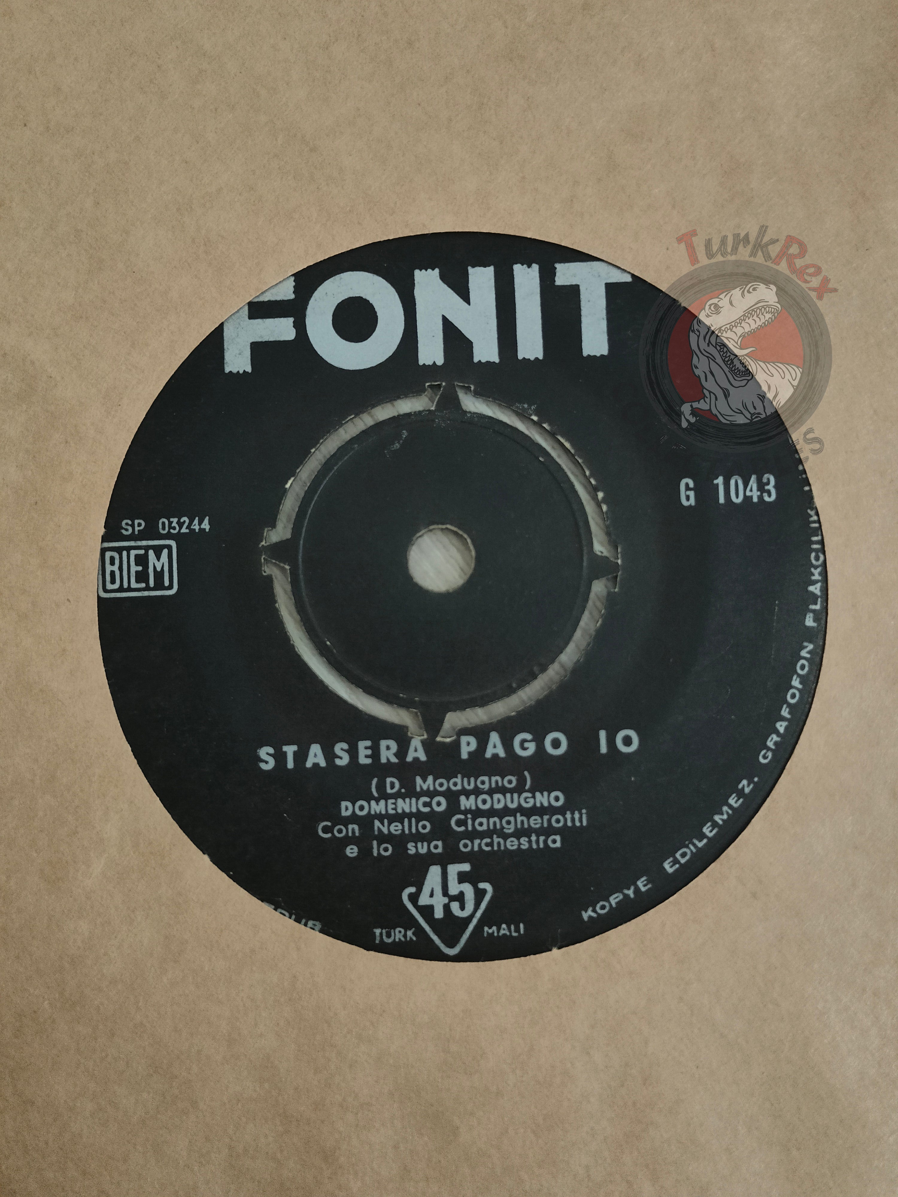 Domenico Modugno – Tu Si 'Na Cosa Grande 7" Turkish Pressing Vinyl Turkey Edition