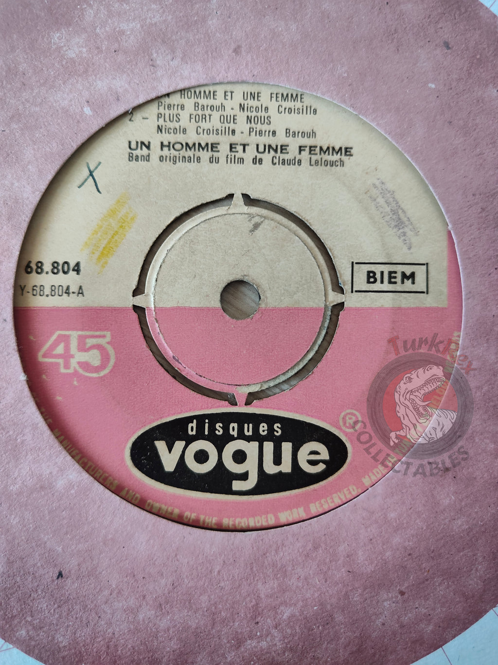 Nicole Croisille Et Pierre Barouh – Un Homme Et Une Femme 7" Turkish Pressing Vinyl Turkey Edition