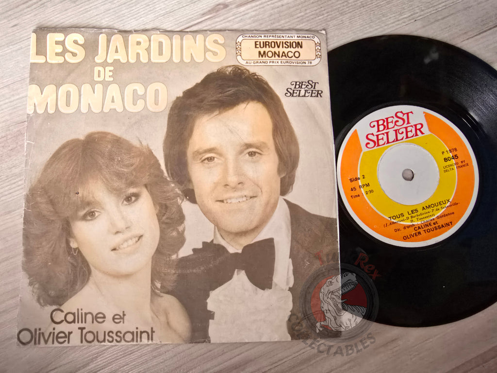 Caline & Olivier Toussaint – Dans Les Jardins De Monaco 7" Turkish Pressing Vinyl Turkey Edition Eurovision