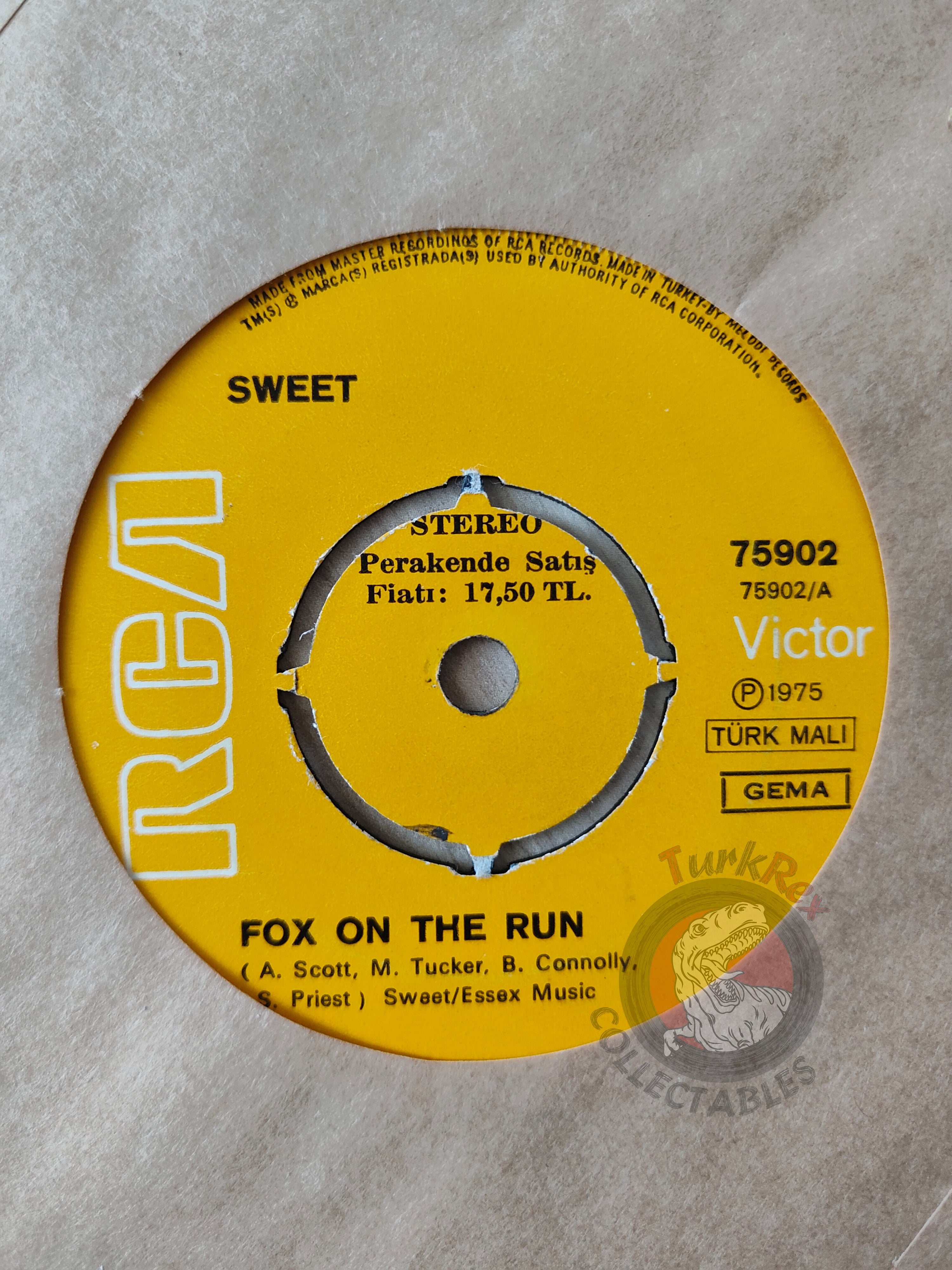The Sweet – Fox On The Run 7" Turkish Pressing Vinyl Turkey Edition