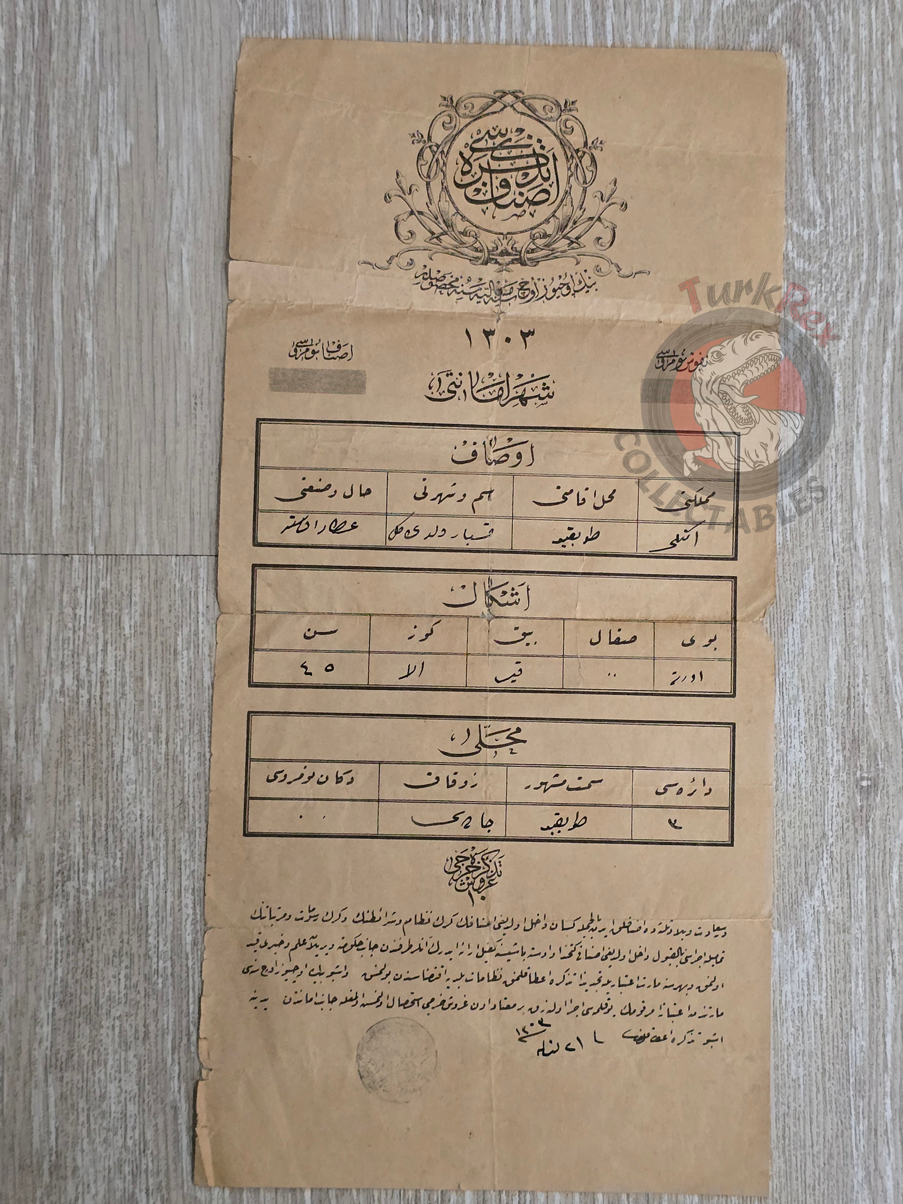 Ottoman Tradesman License 1887 Armenian Citizen Attar Master Armenia