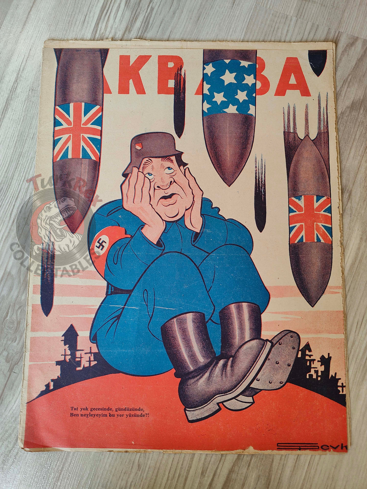 Akbaba 1943 Humor Magazine Turkish Turkey Germany Japan WW2 era China Churchill USA Uncle Sam