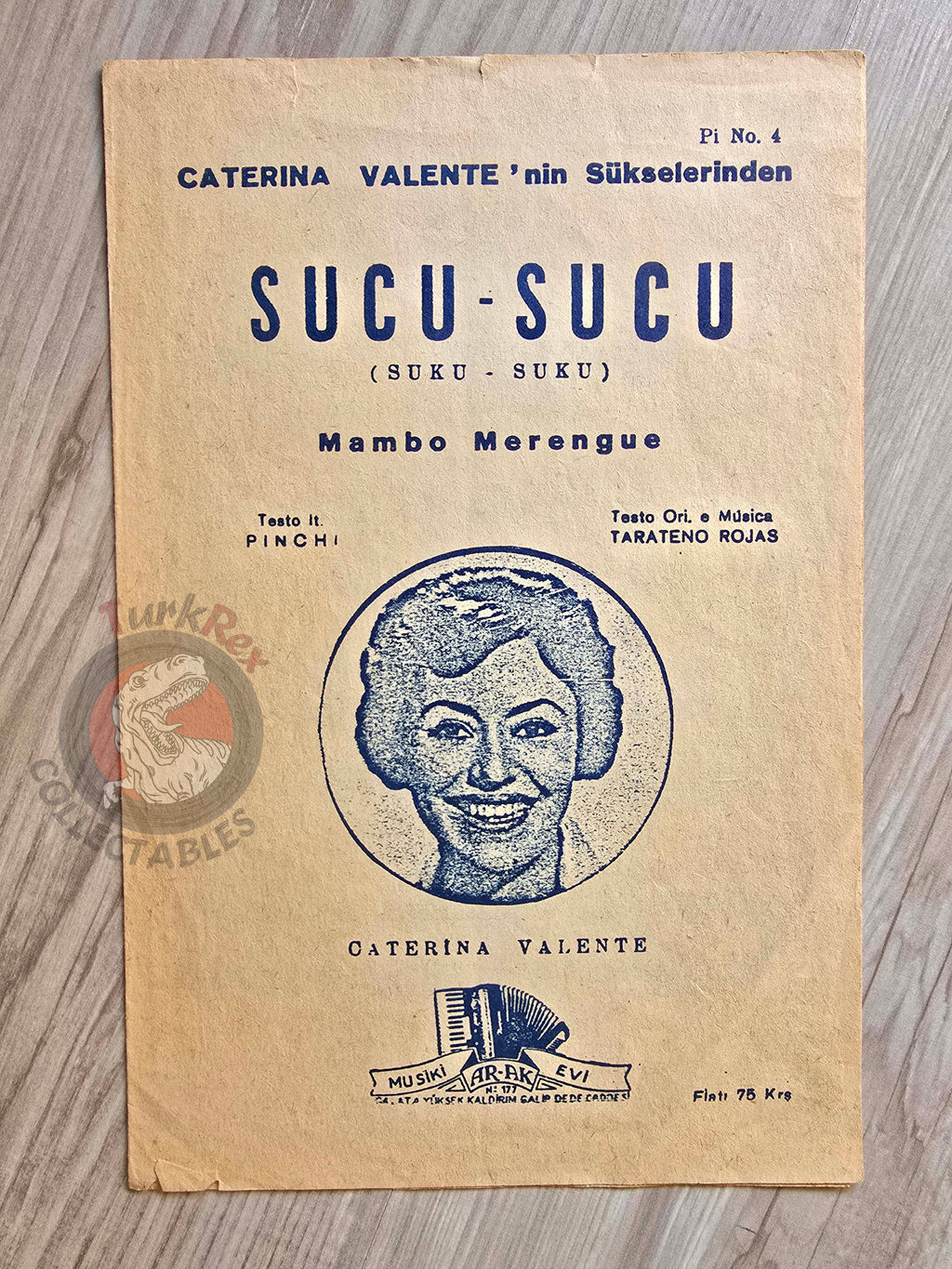 Caterina Valente – Sucu Sucu Turkish Vintage Musical Notes Sheet Turkey