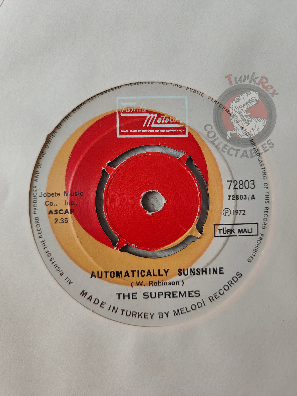The Supremes – Automatically Sunshine 7" Turkish Pressing Vinyl Turkey Edition