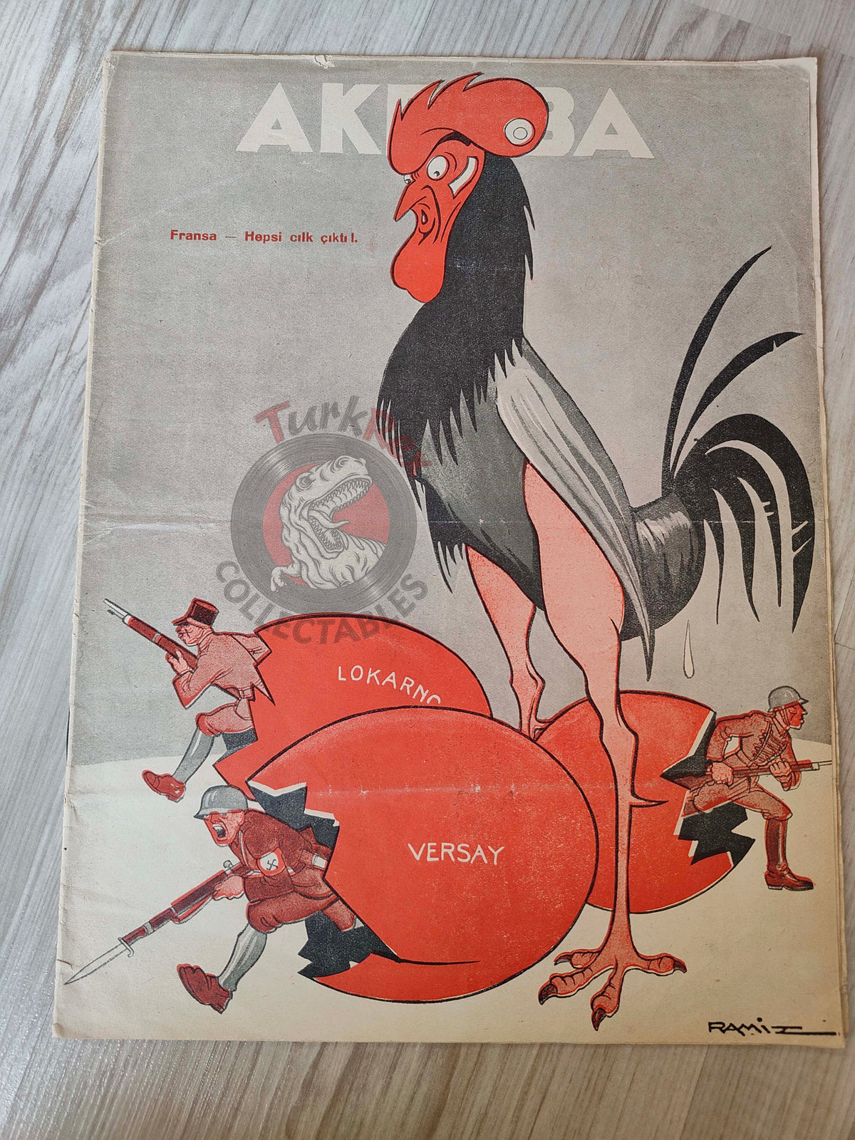 Akbaba 1936 Humor Magazine Turkish Turkey France War WW2 era Versailles Telefunken Ethiopia