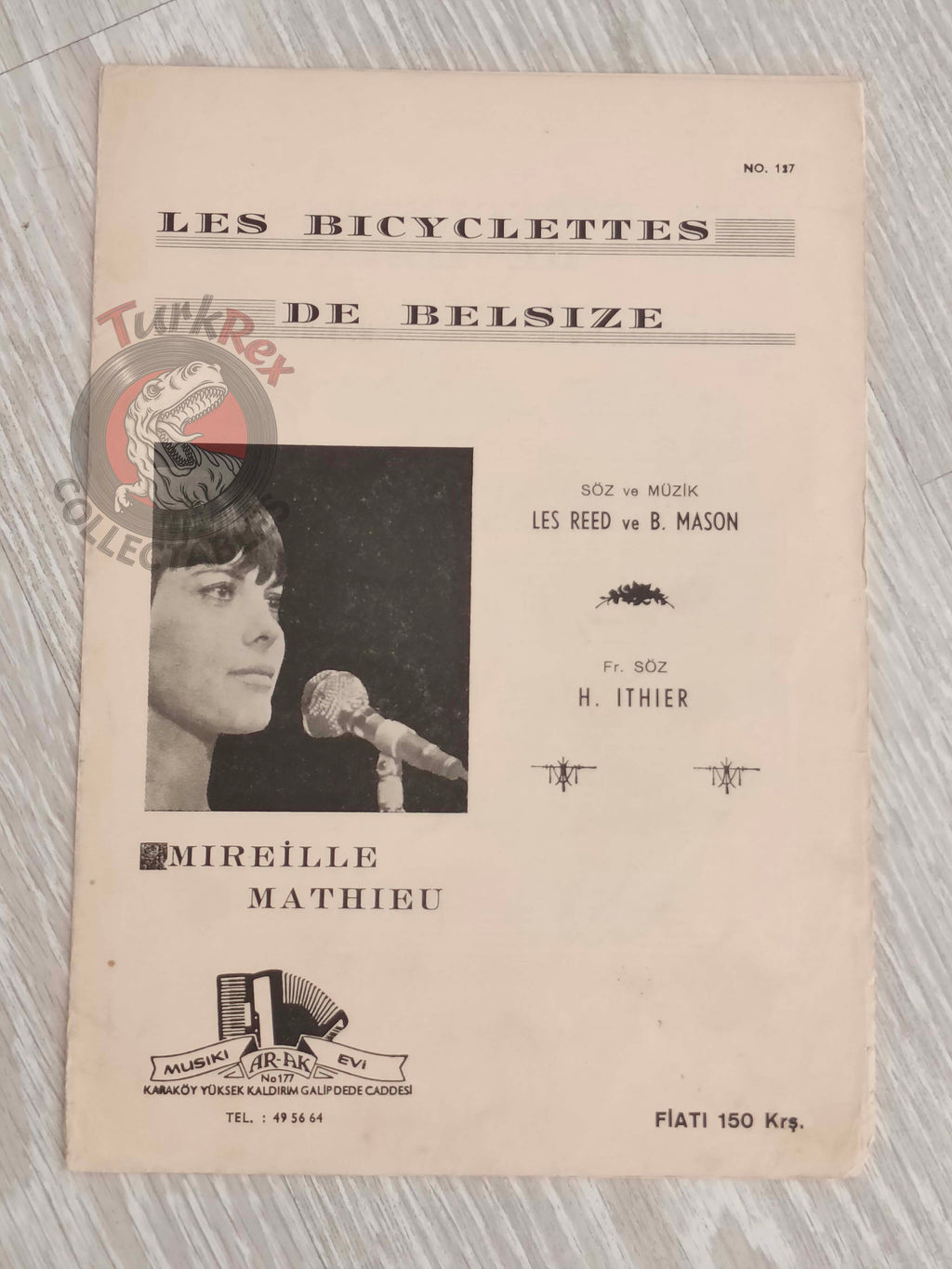 Mireille Mathieu – Les Bicyclettes de Belsize Turkish Vintage Musical Notes Sheet Turkey