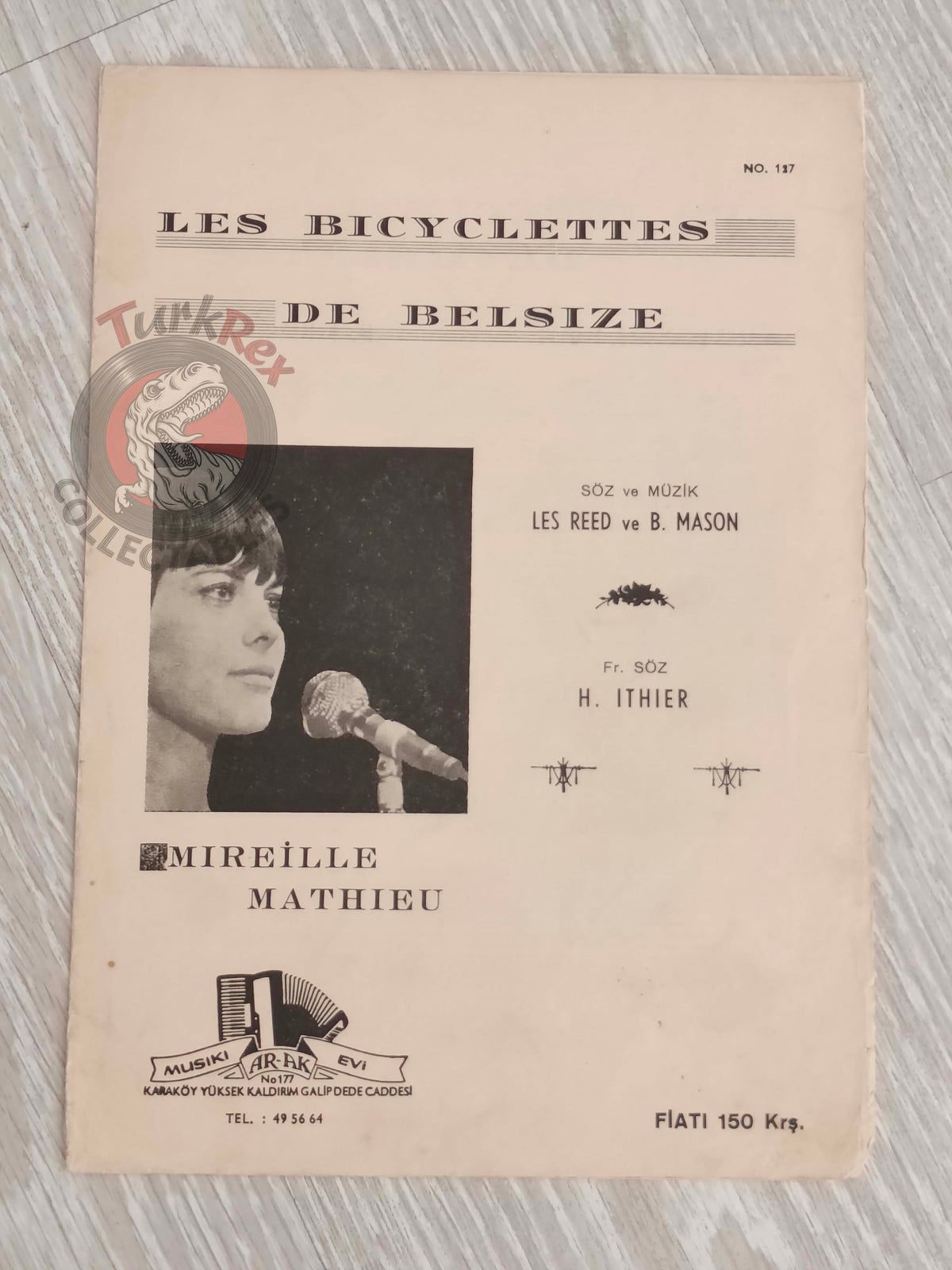 Mireille Mathieu – Les Bicyclettes de Belsize Turkish Vintage Musical Notes Sheet Turkey