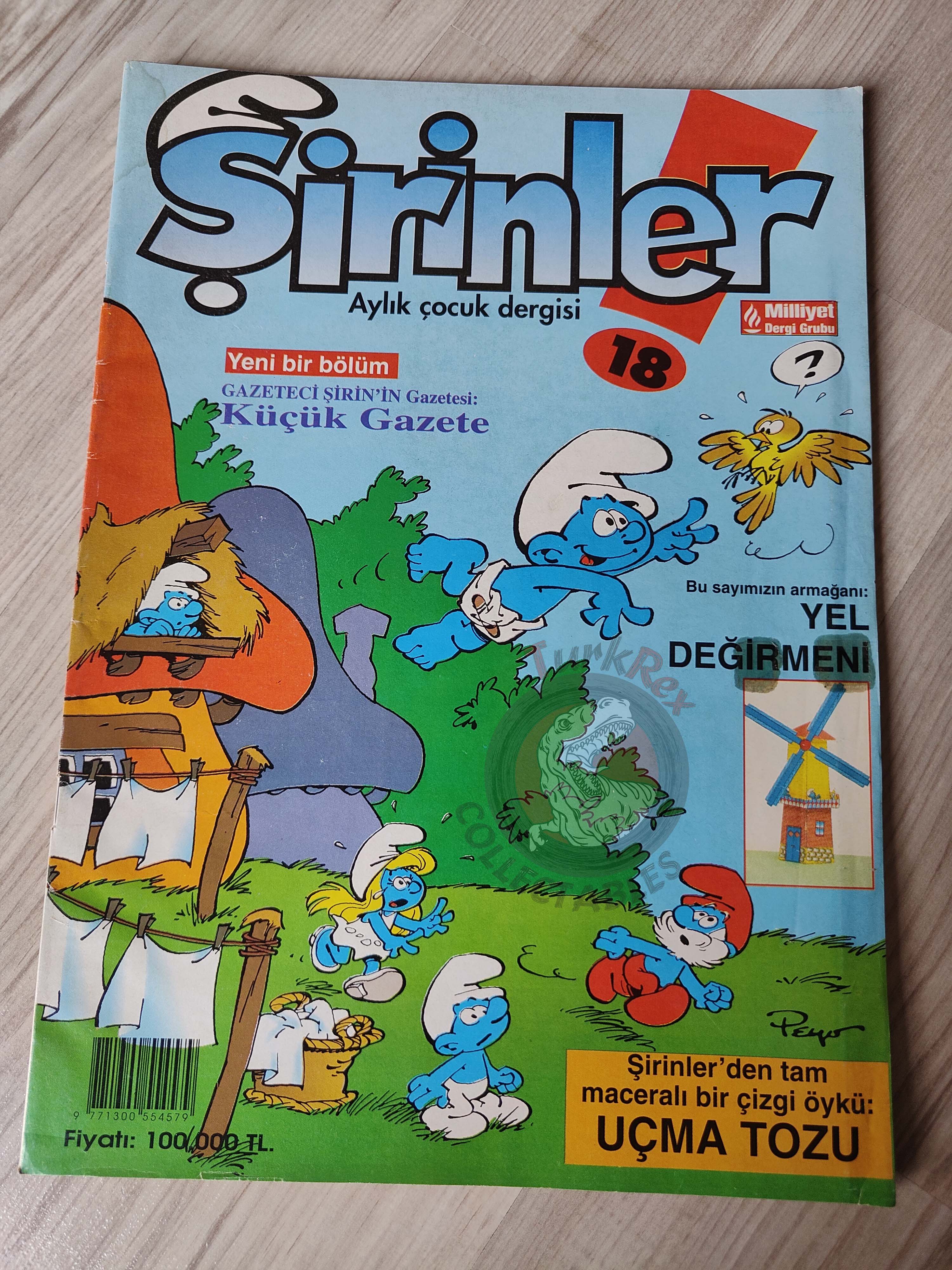 The Smurfs #18 1996 Turkish Comic Magazine Turkey Schtroumpf Pierrot et la lampe