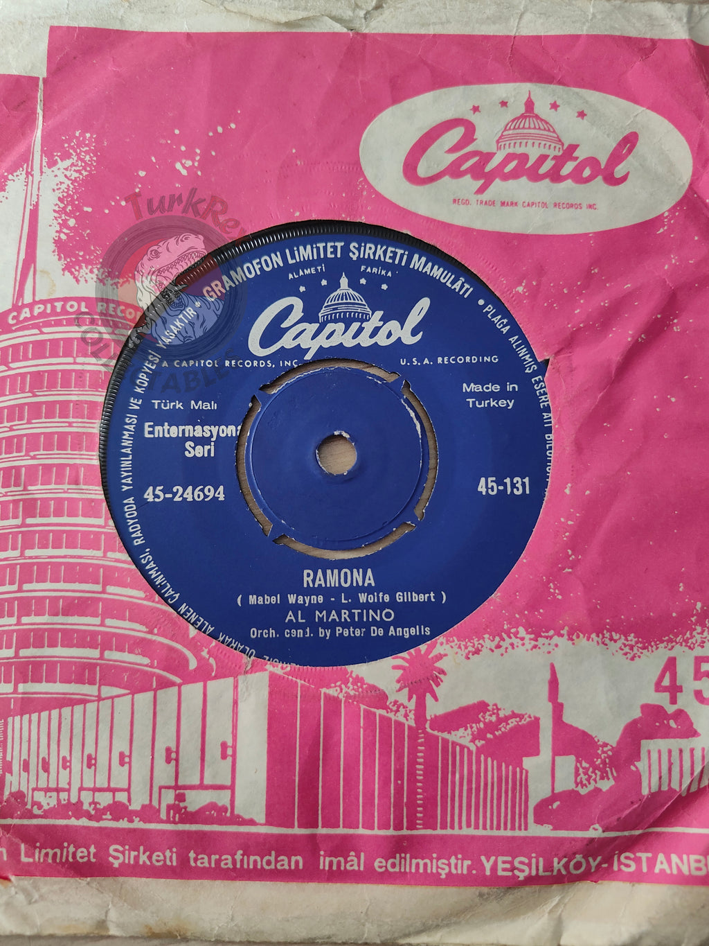 Al Martino – With All My Heart / Ramona 7" Turkish Pressing Vinyl Turkey Edition