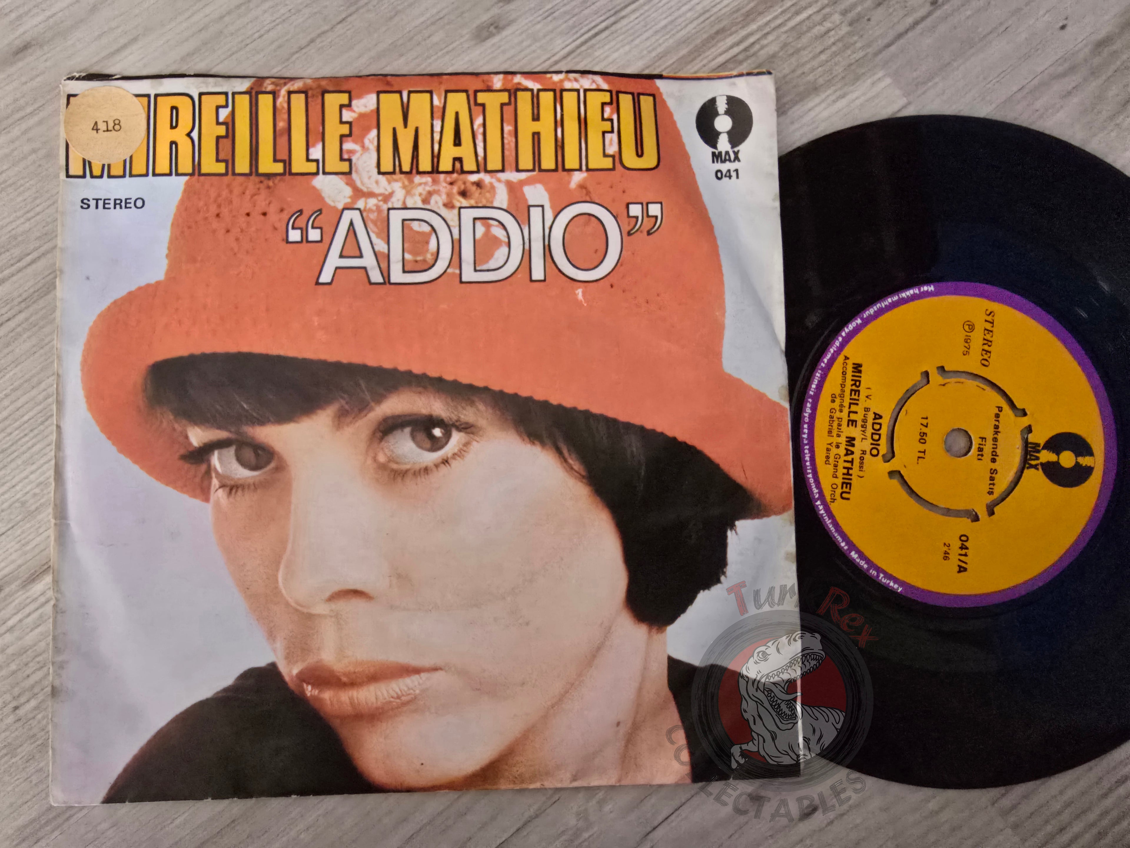 Mireille Mathieu – Addio 7" Turkish Pressing Vinyl Turkey Edition 2