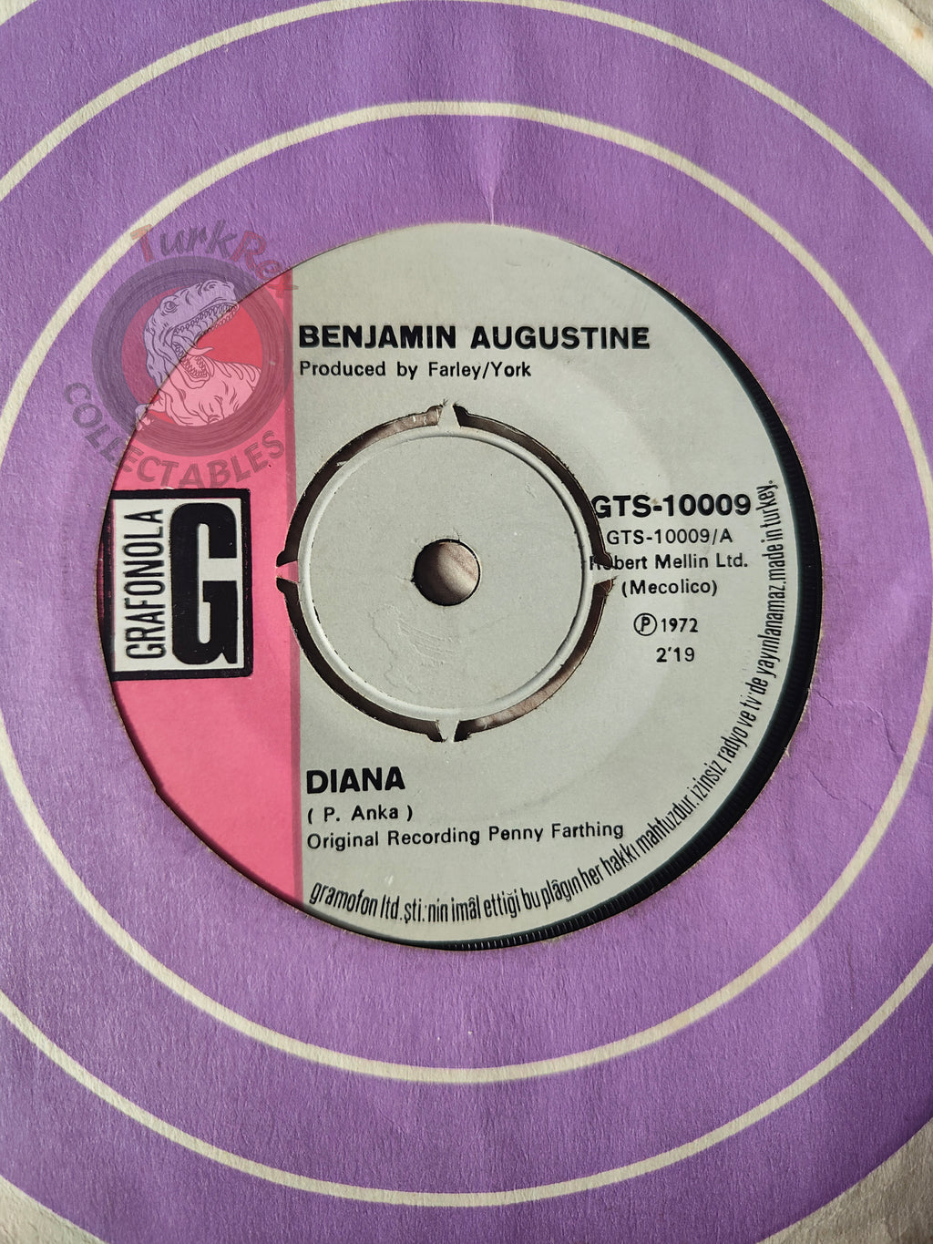 Benjamin Augustine – Diana 7" Turkish Pressing Vinyl Turkey Edition