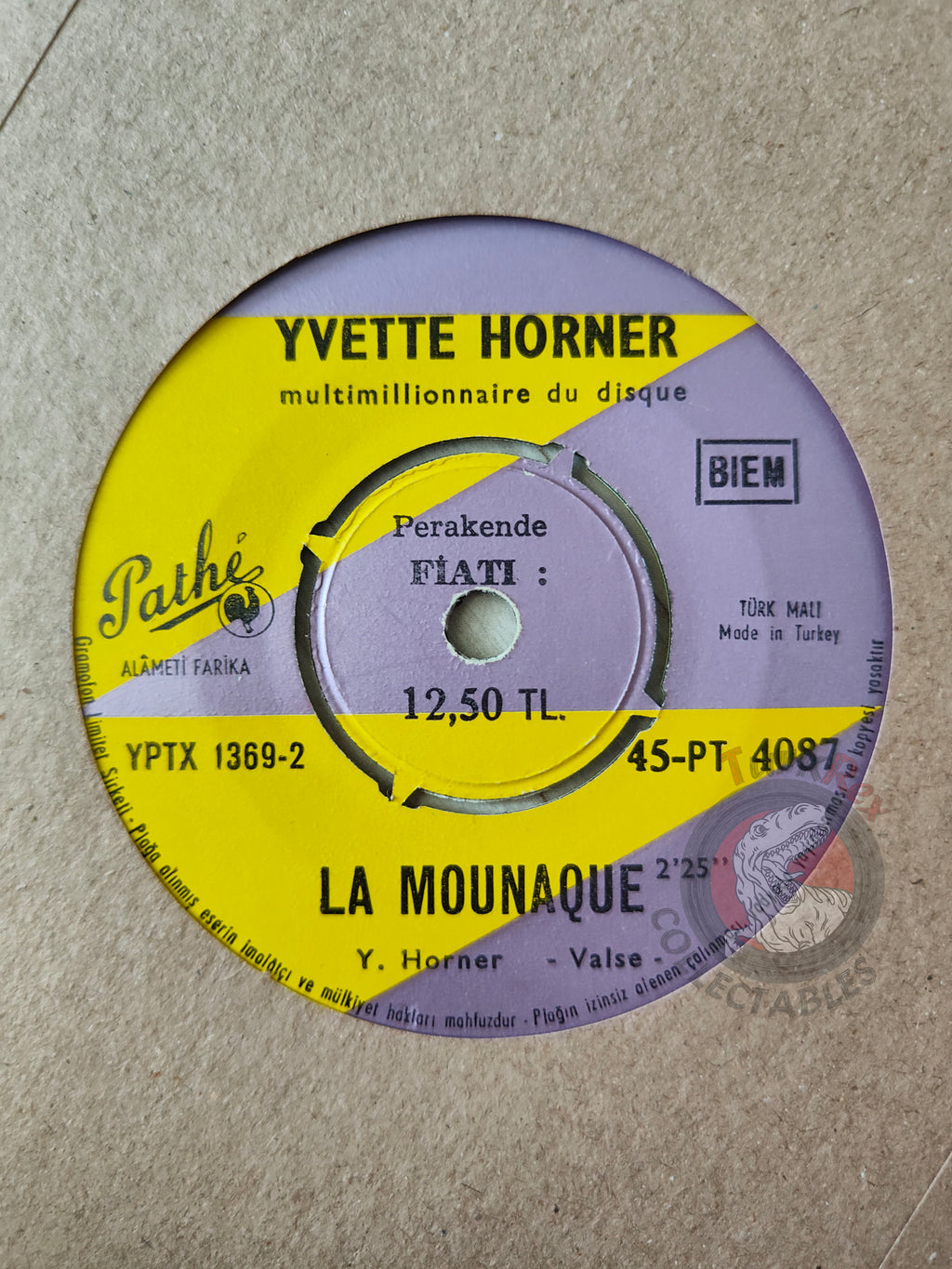 Yvette Horner  – La Mounaque 7" Turkish Pressing Vinyl Turkey Edition