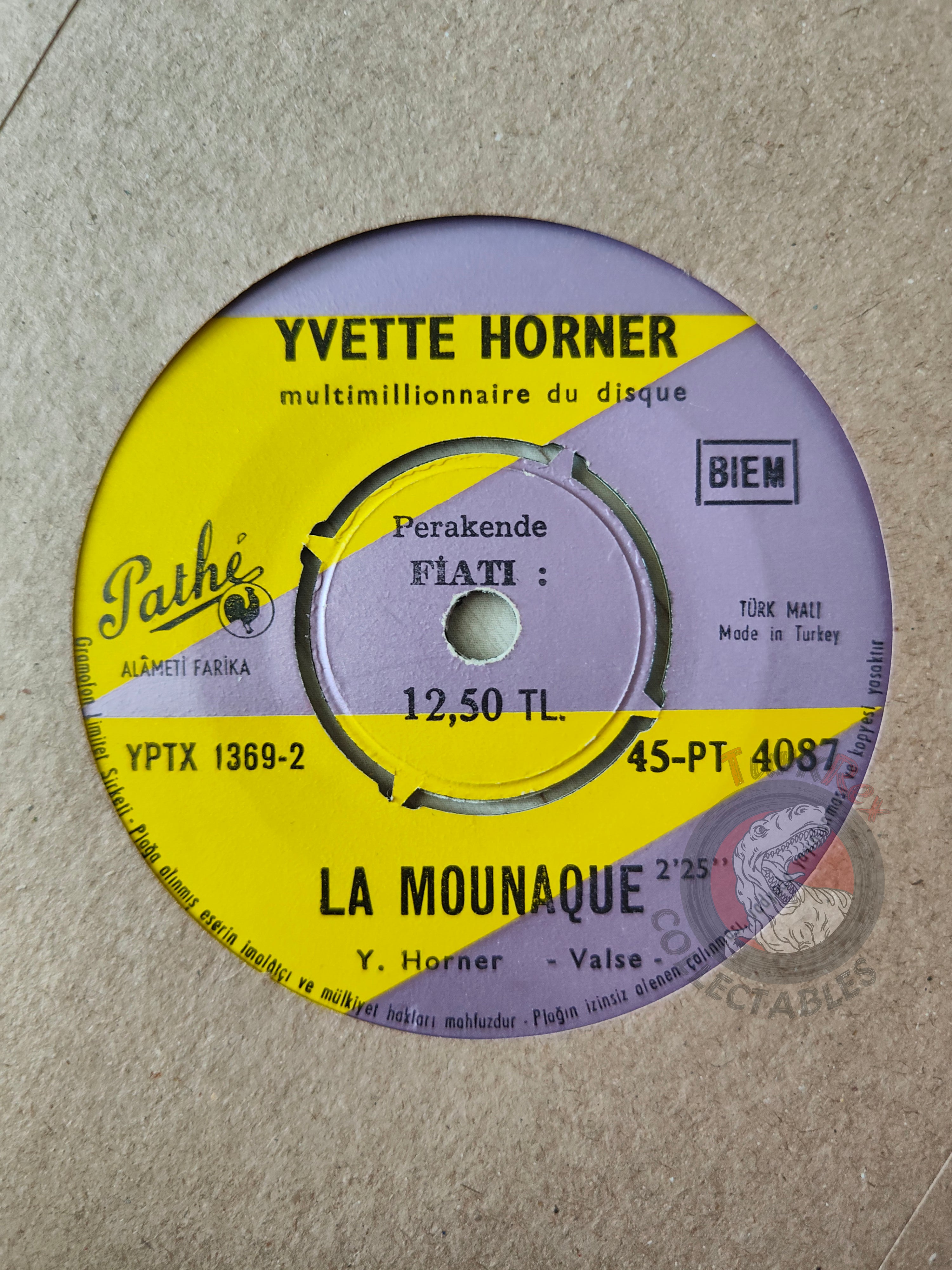 Yvette Horner  – La Mounaque 7" Turkish Pressing Vinyl Turkey Edition