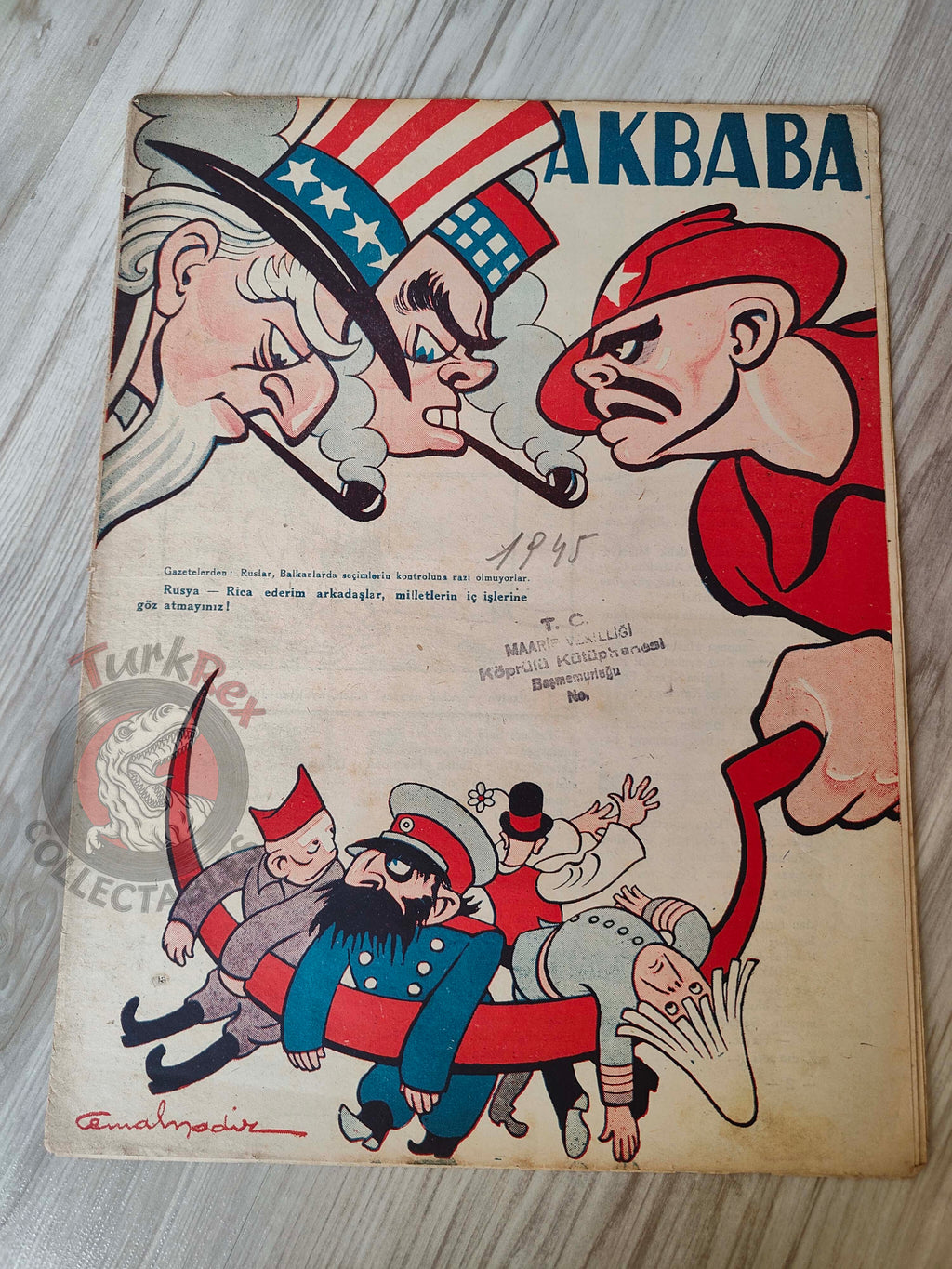 Akbaba 1945 Humor Magazine Turkish Turkey Soviet Russia WW2 era Italy United States Britain