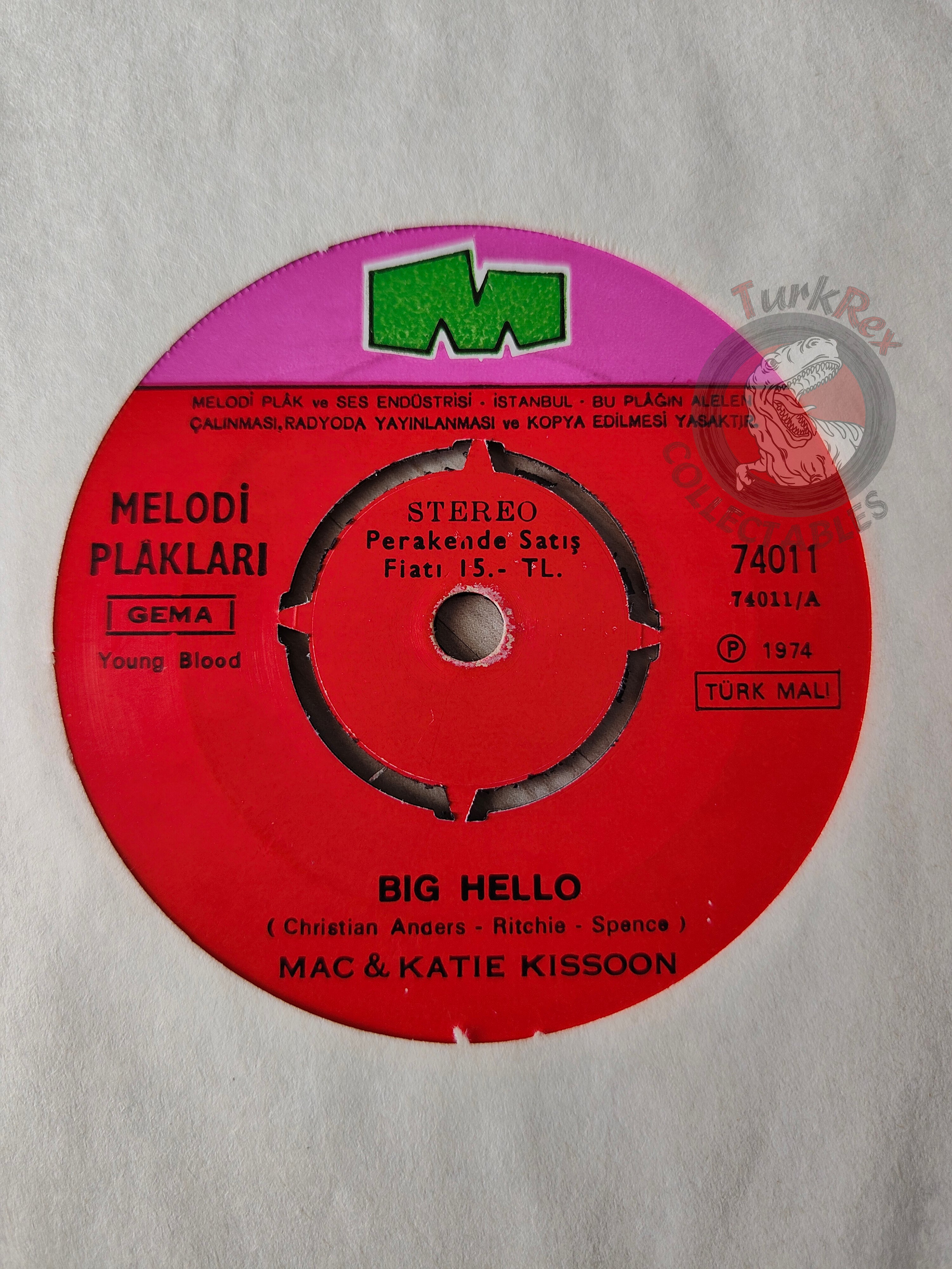 Mac And Katie Kissoon – Big Hello 7" Turkish Pressing Vinyl Turkey Edition