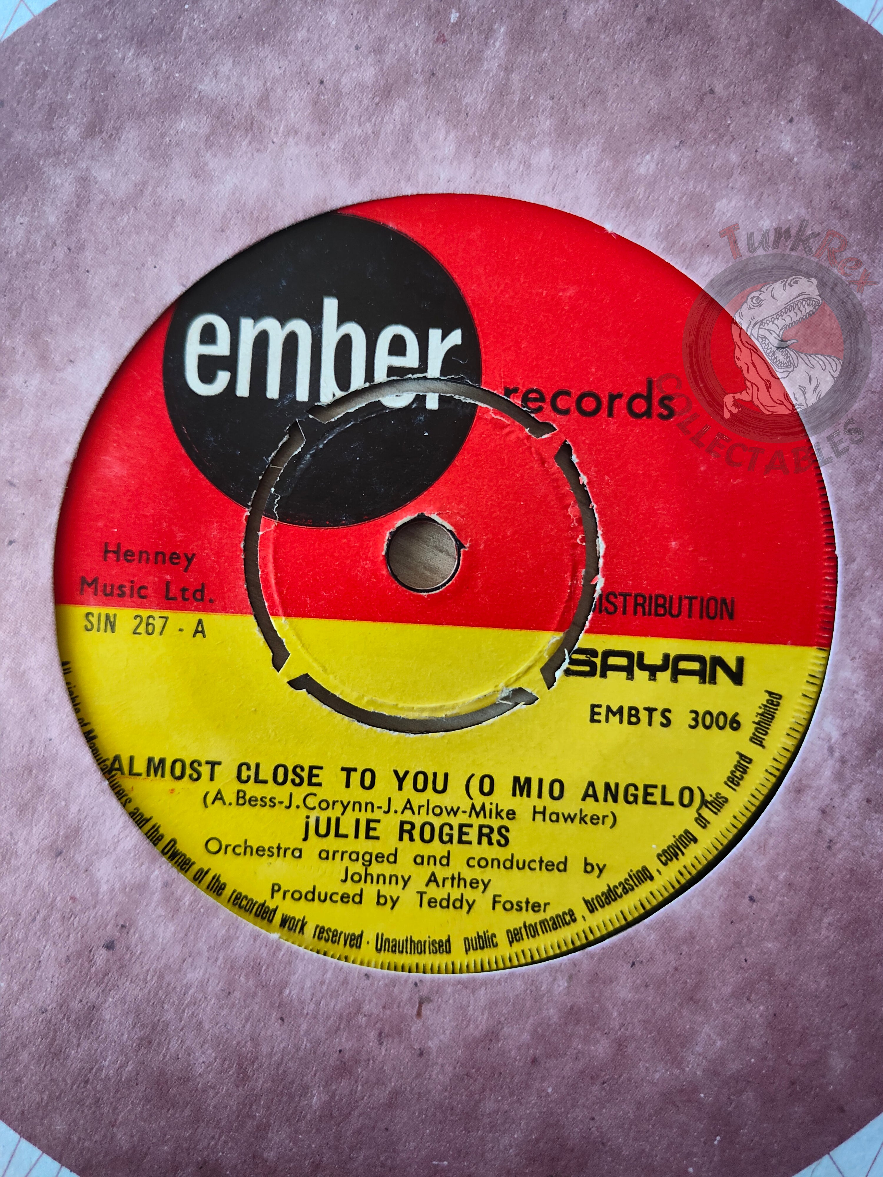 Julie Rogers – Almost Close To You  7" Turkish Pressing Vinyl Turkey Edition