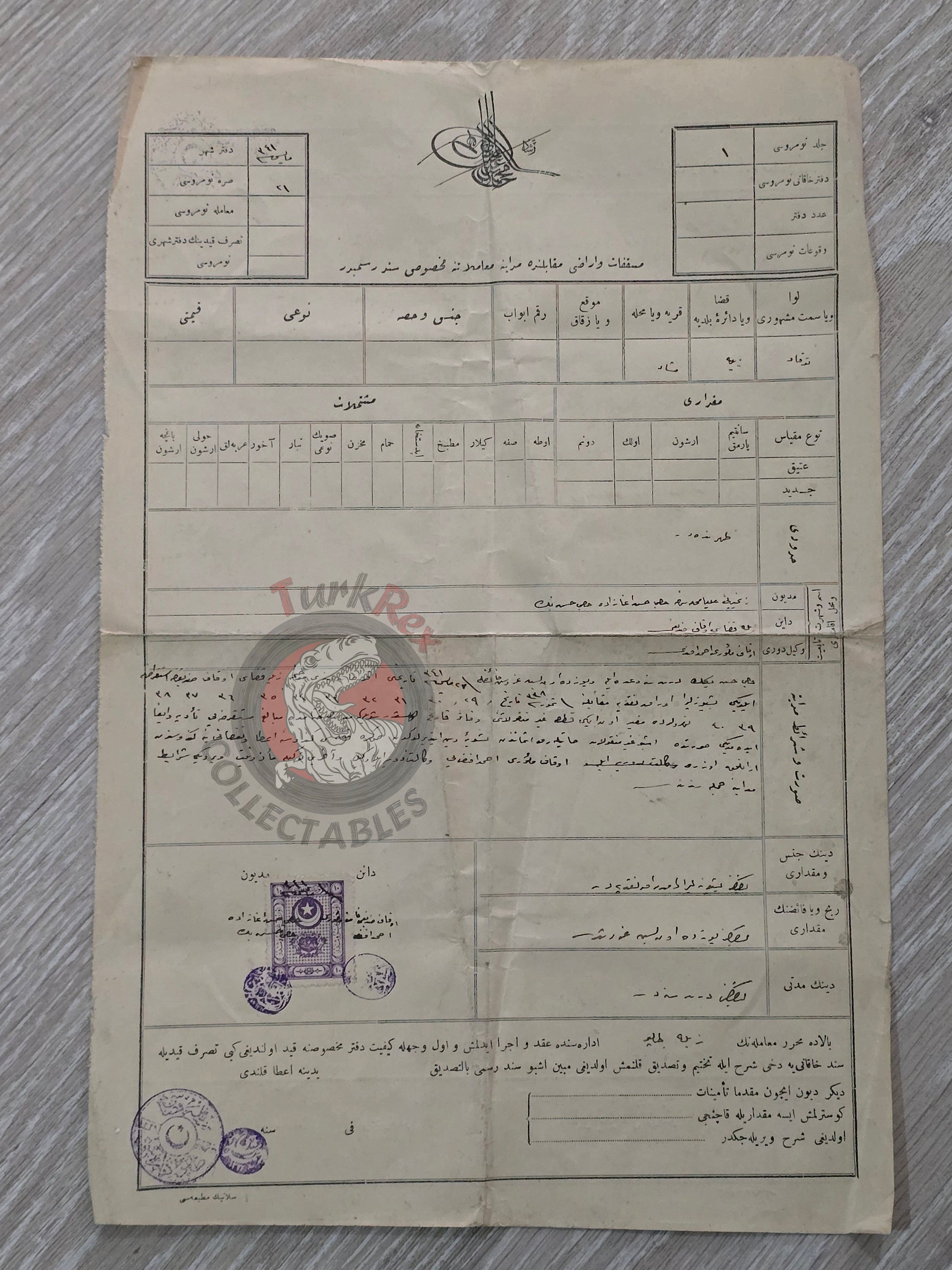 Ottoman Official Debt Document 1925 Meşad Village, Zile, Tokad
