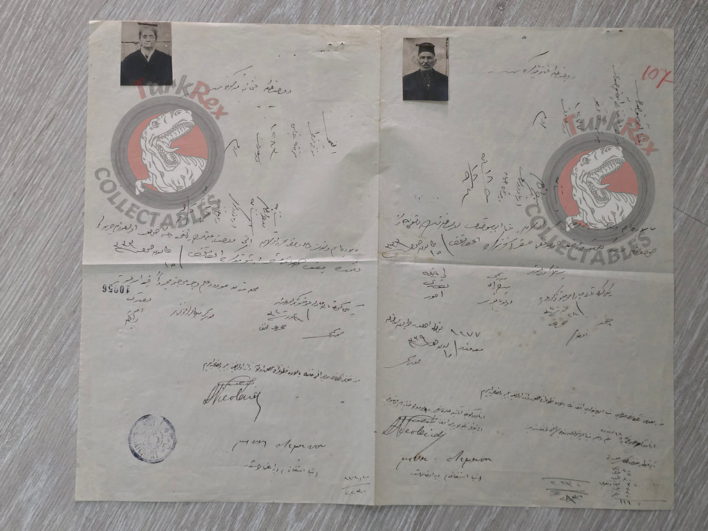 Ottoman Identity Document Copy 1924 with Photograph Greek Ottoman Citizens Married Couple