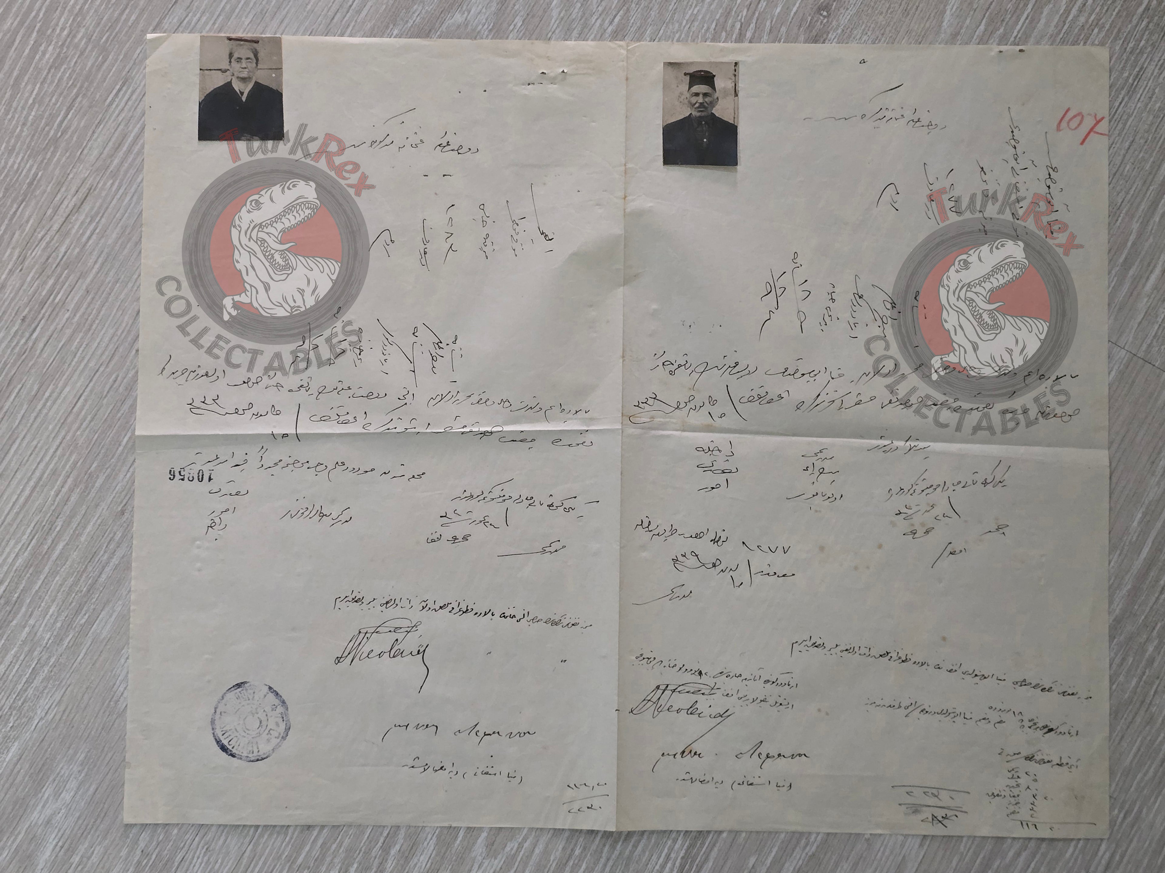 Ottoman Identity Document Copy 1924 with Photograph Greek Ottoman Citizens Married Couple