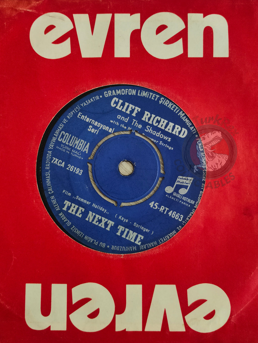 Cliff Richard And The Shadows – The Next Time 7" Turkish Pressing Vinyl Turkey Edition 1