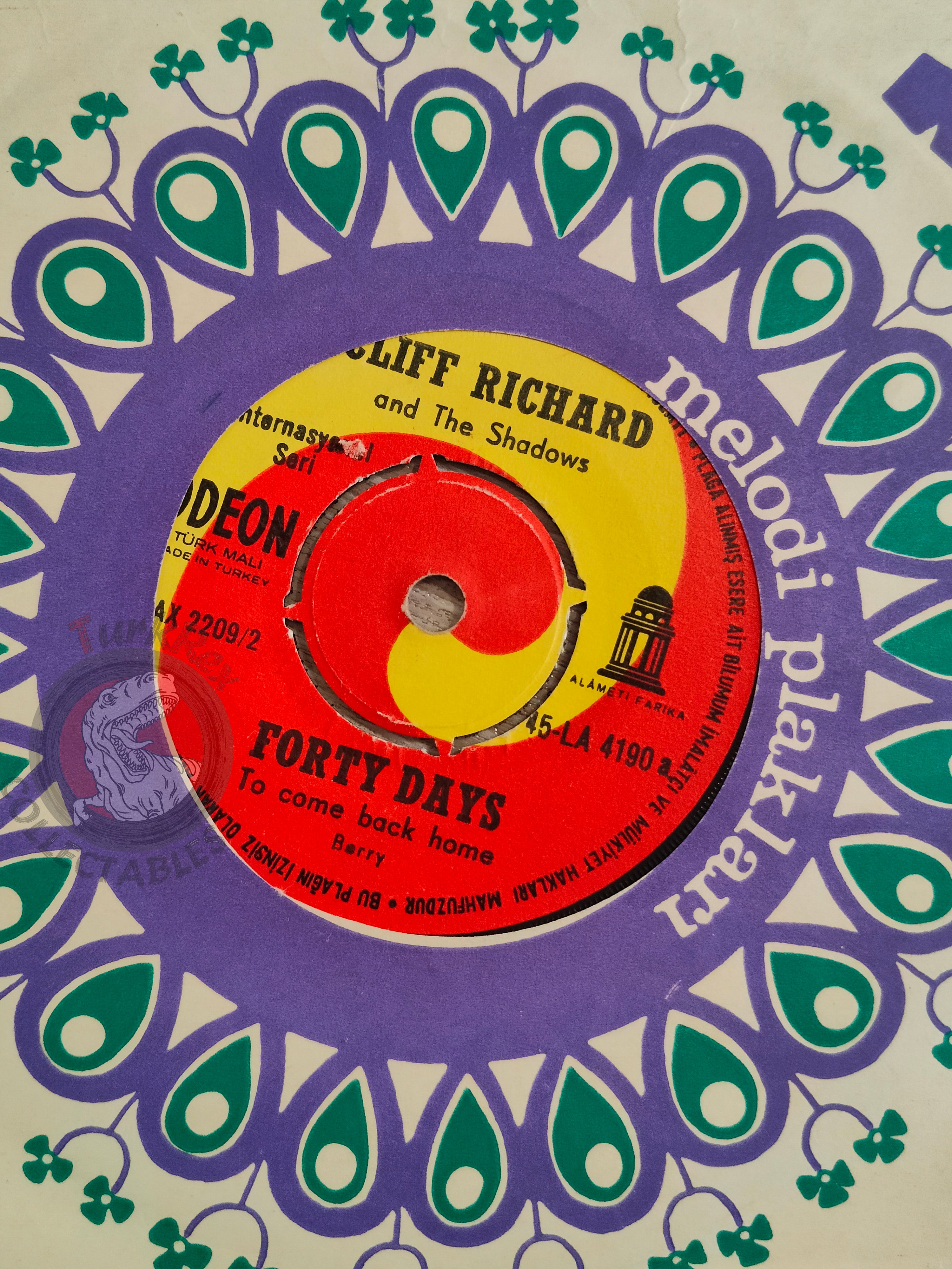 Cliff Richard  – Forty Days / Outsider 7" Turkish Pressing Vinyl Turkey Edition