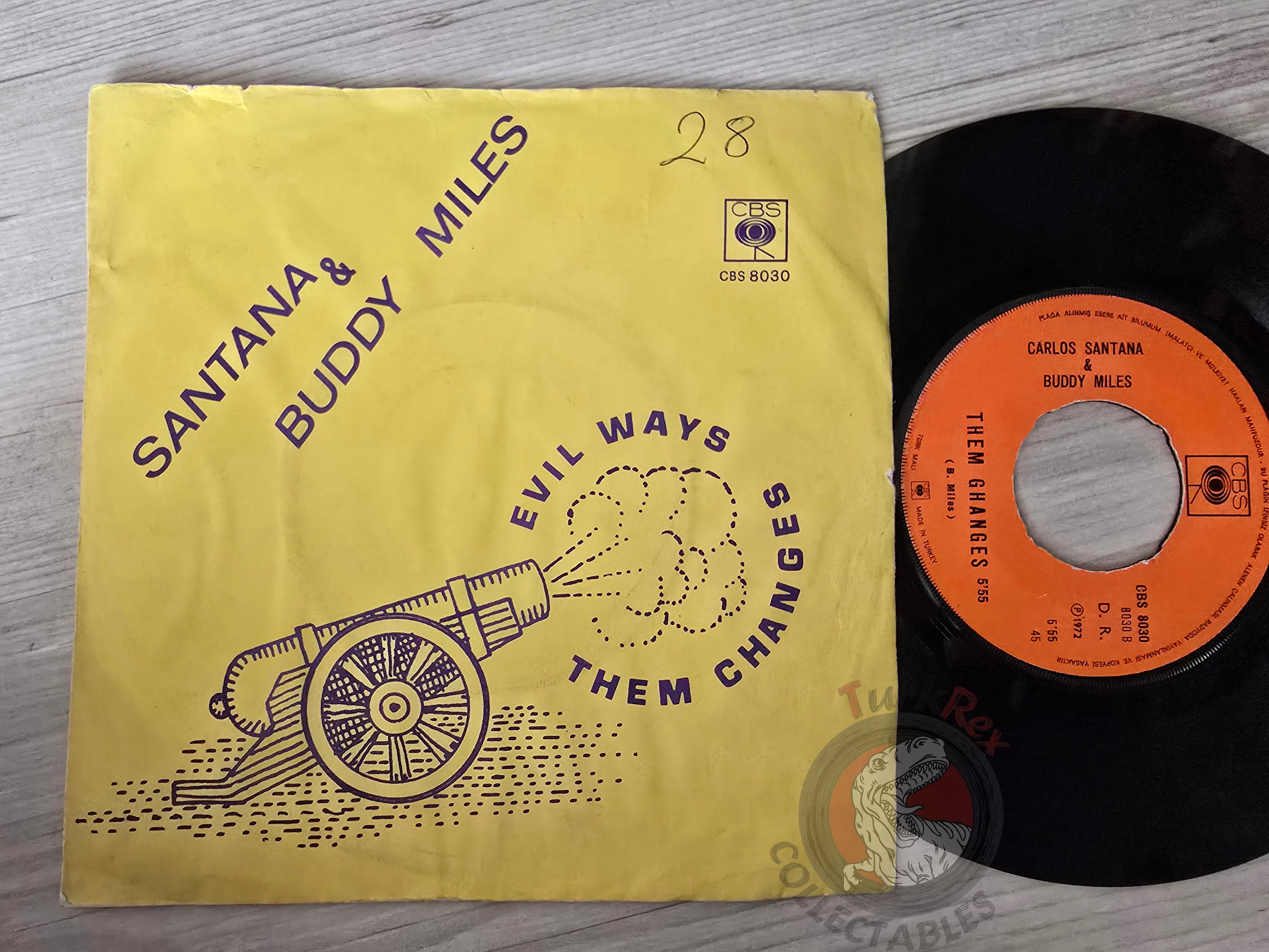 Santana & Buddy Miles – Evil Ways 7" Turkish Pressing Vinyl Turkey Edition
