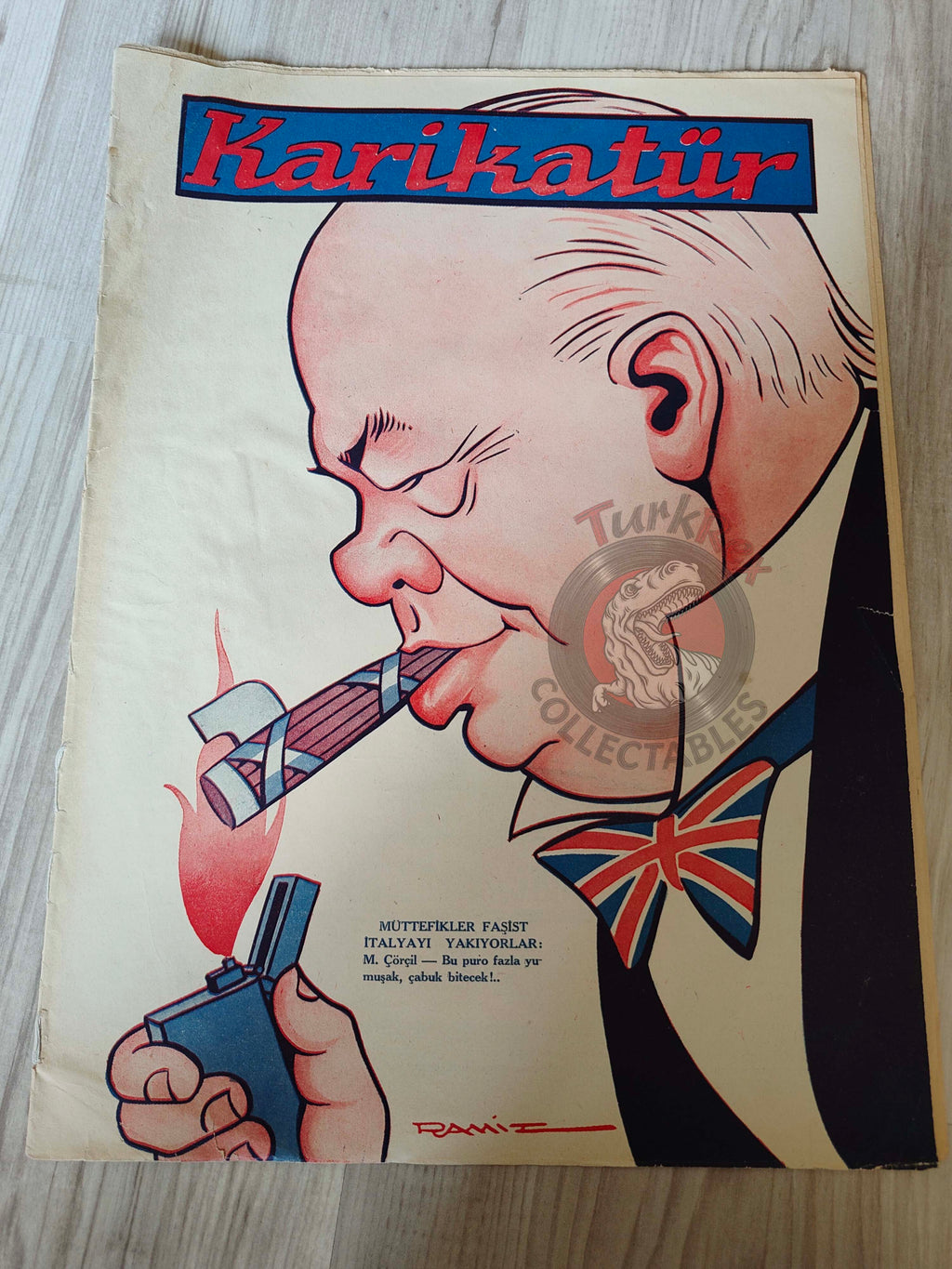 Karikatür 1943 Humor Magazine Turkish Turkey Winston Churchill Italy WW2 era Germany