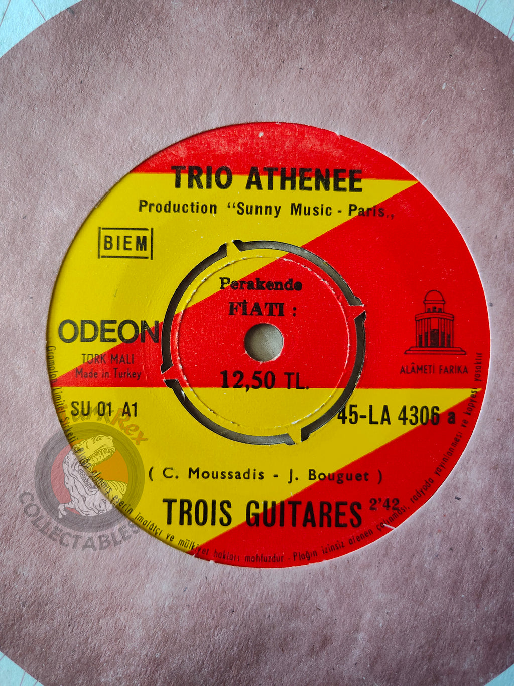 Trio Athénée – Trois Guitares 7" Turkish Pressing Vinyl Turkey Edition