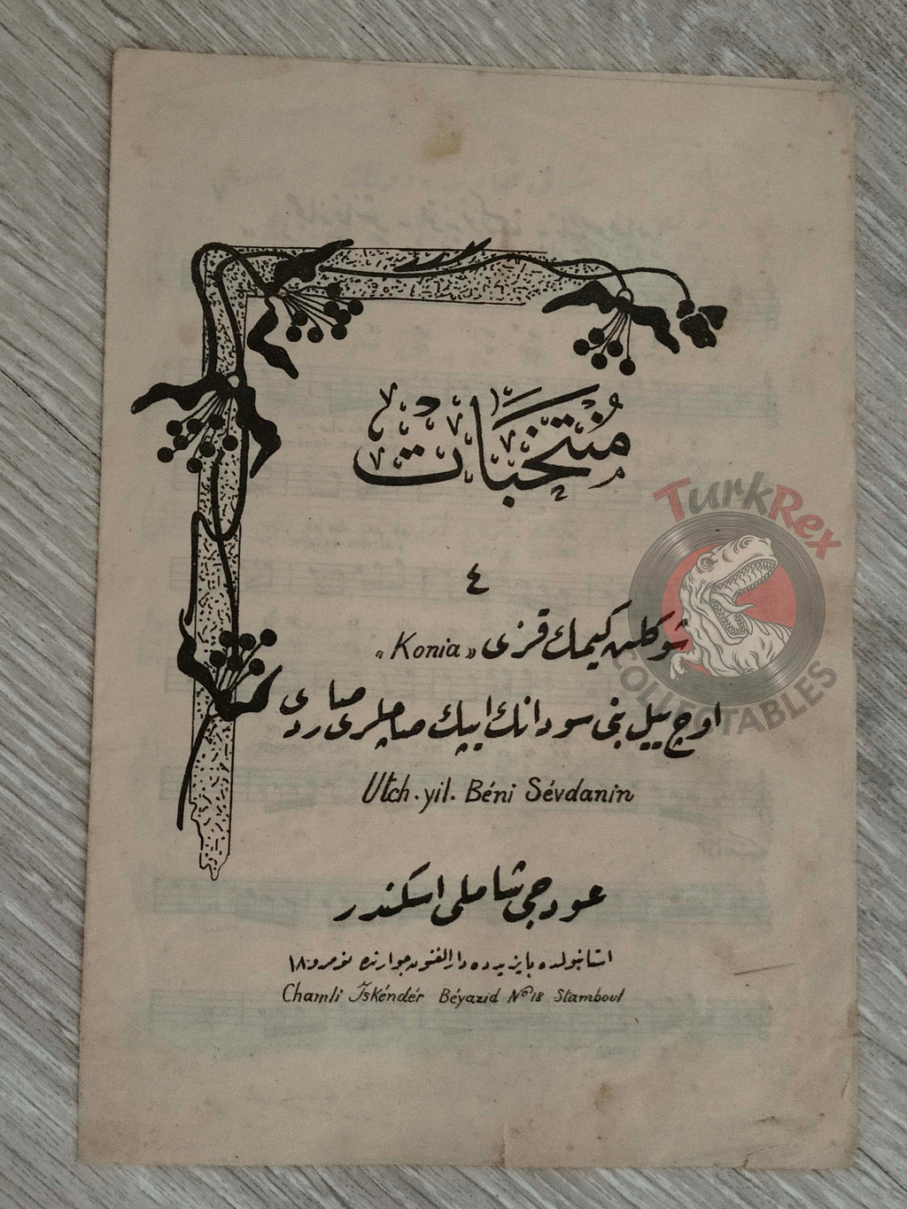 Muhlis Bey – Konya Folk Song Ottoman Turkish 1910s Musical Notes Sheet Empire