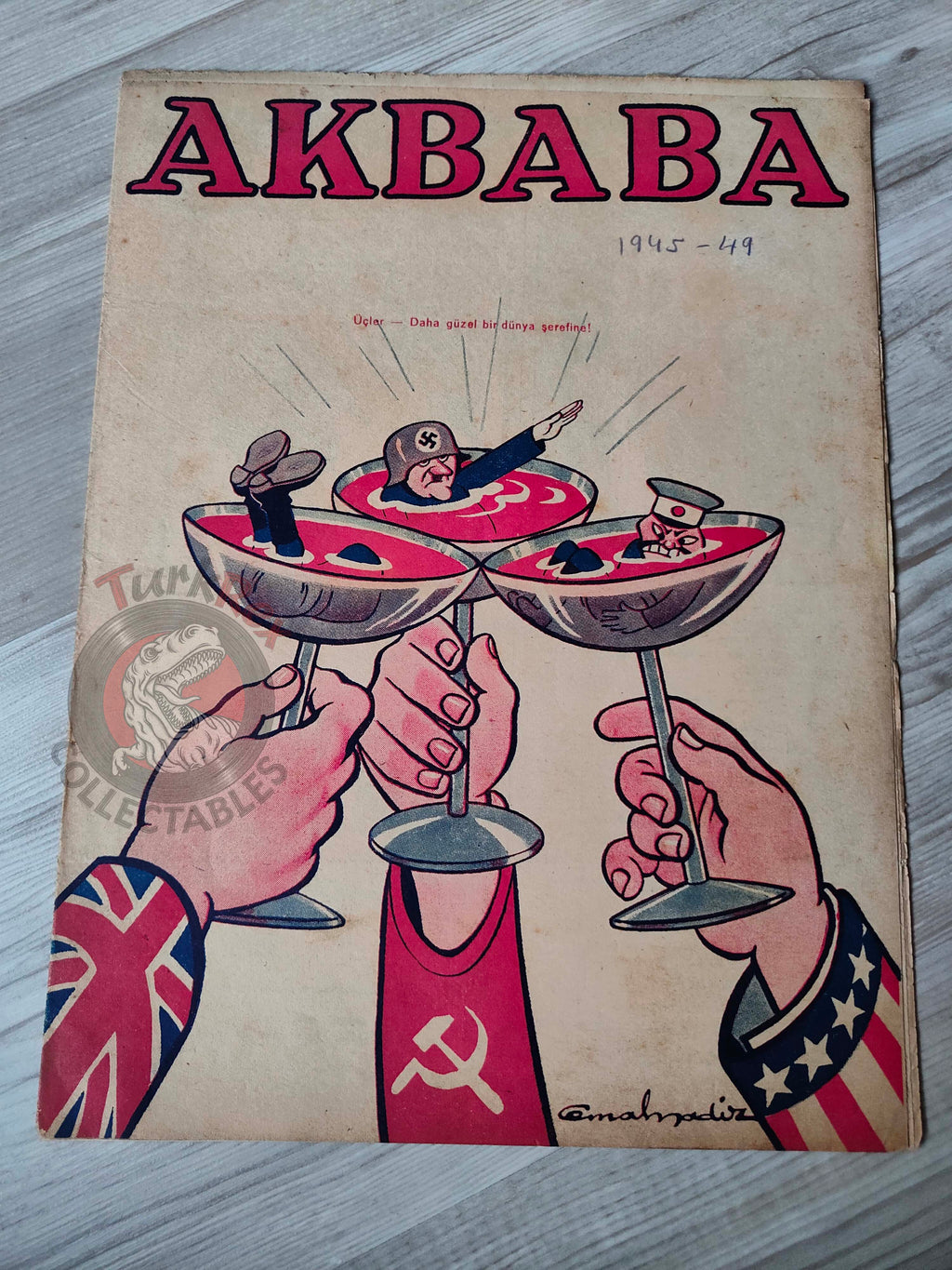 Akbaba 1945 Humor Magazine Turkish Turkey Germany Britain WW2 era United States Soviet Russia Japan