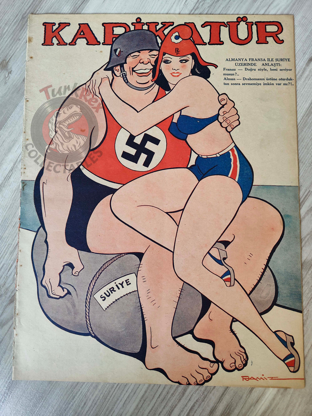 Karikatür 1941 Humor Magazine Turkish Turkey Germany France Syria WW2 era Rudolf Hess