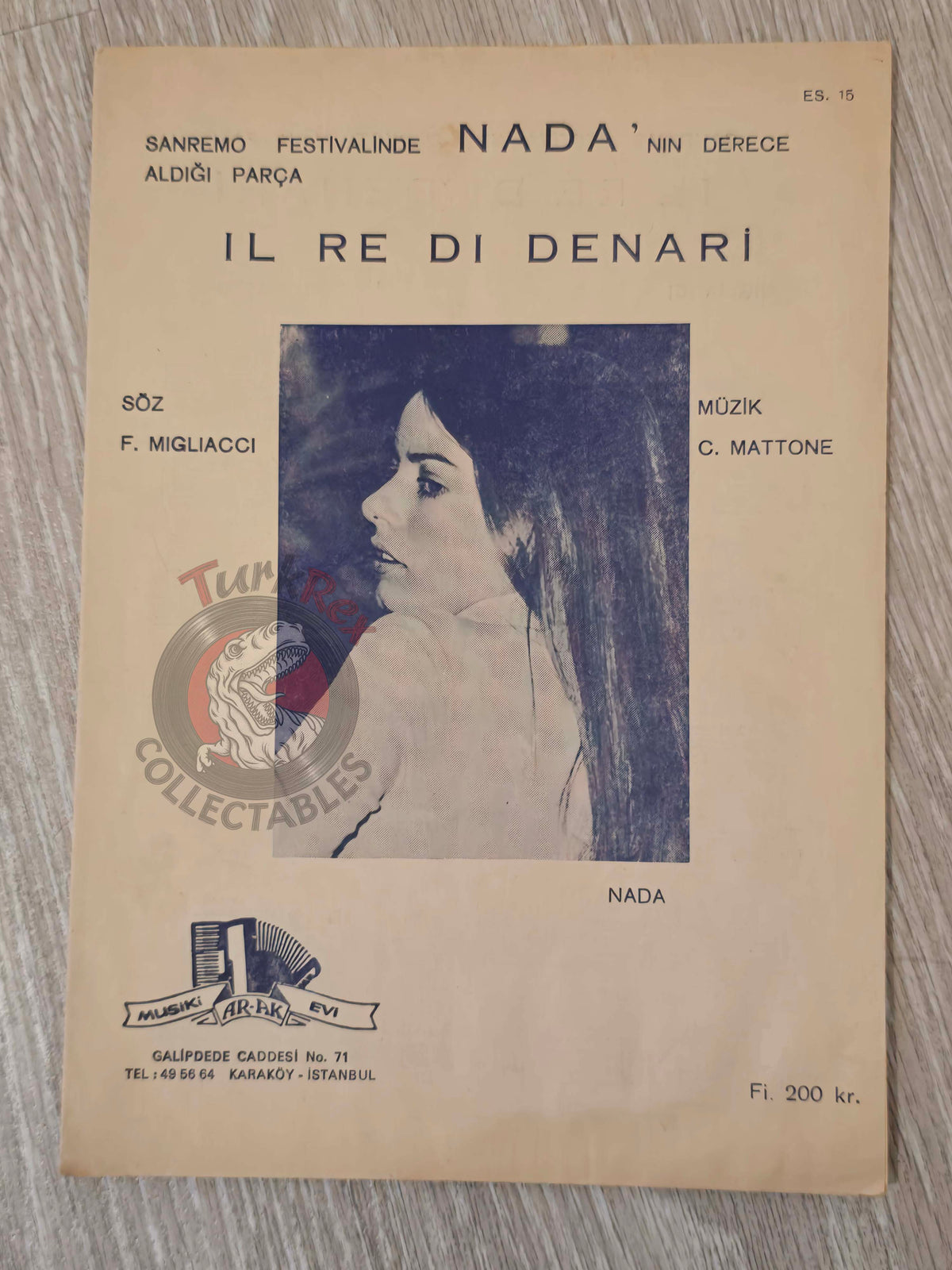 Nada – Il Re di Denari Turkish Vintage Musical Notes Sheet Turkey