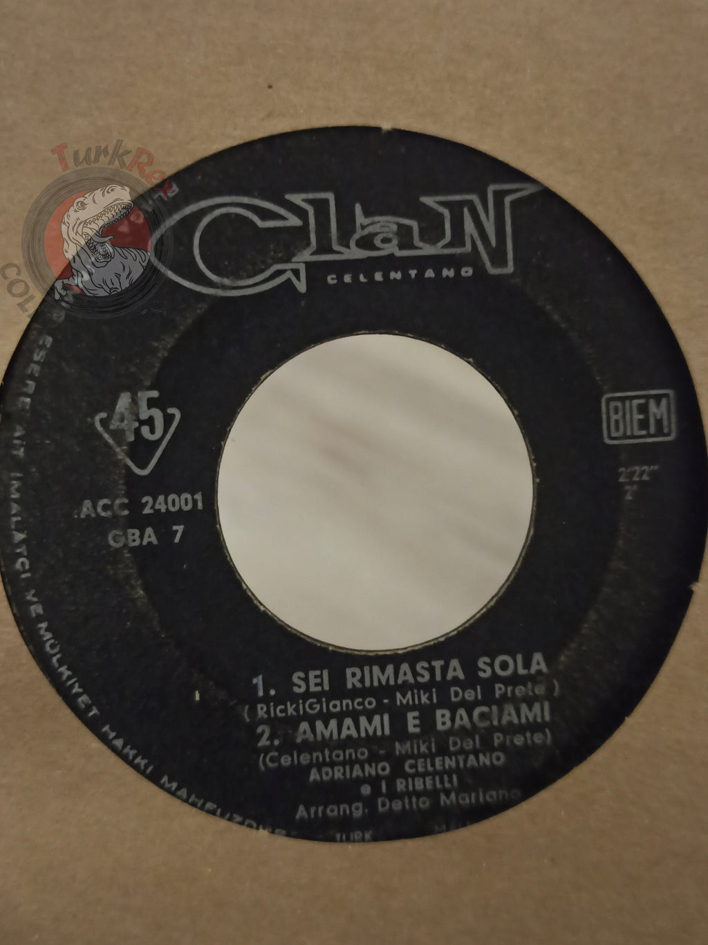 Adriano Celentano – Stai Lontana Da Me 7" Turkish Pressing Vinyl Turkey Edition