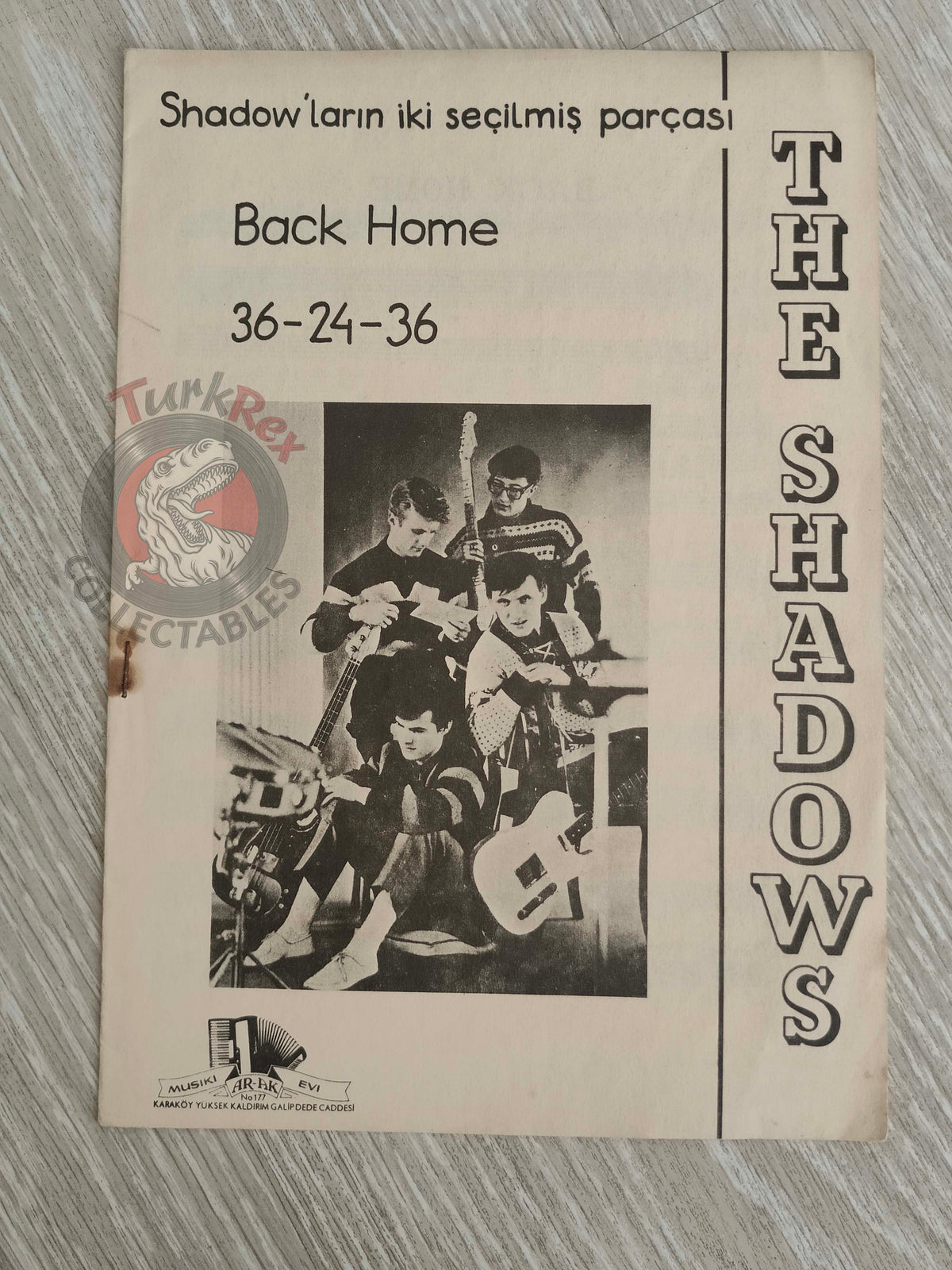 The Shadows – Back Home / 36-24-36 Turkish Vintage Musical Notes Sheet Turkey Cliff Richard