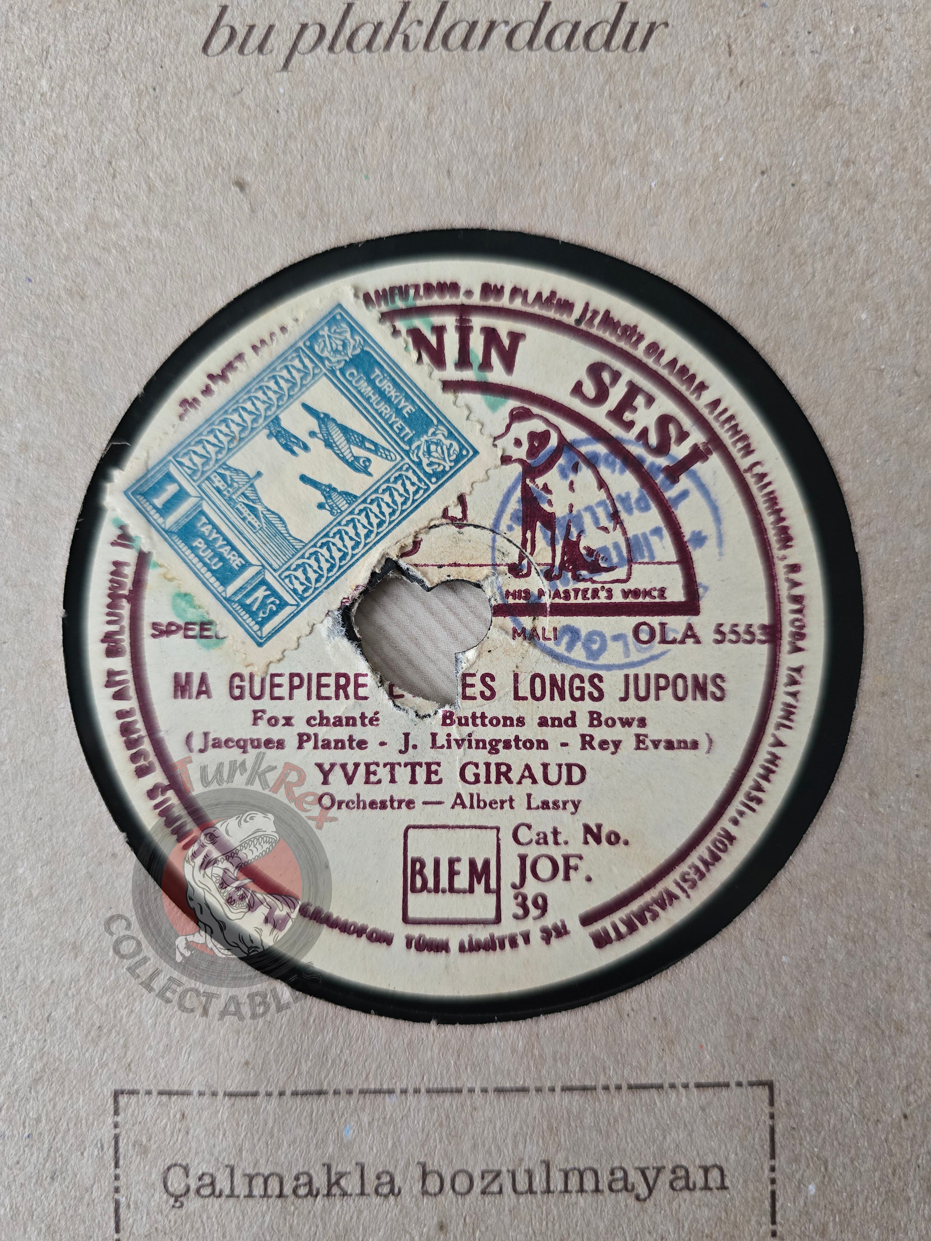 Yvette Giraud – Ma Guêpière Et Mes Longs Jupons Turkish Pressing Shellac Turkey Edition