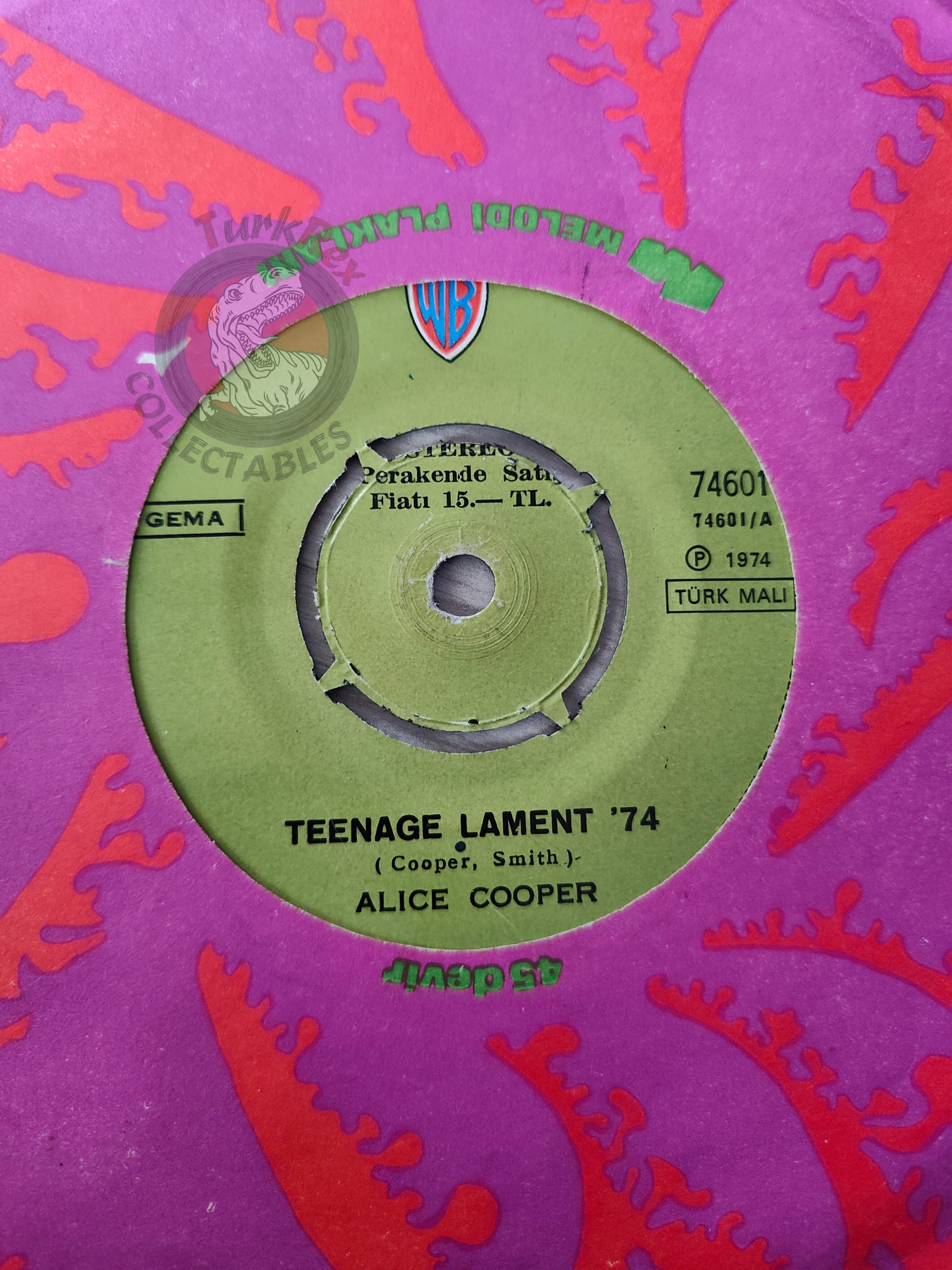 Alice Cooper – Teenage Lament '74 7" Turkish Pressing Vinyl Turkey Edition