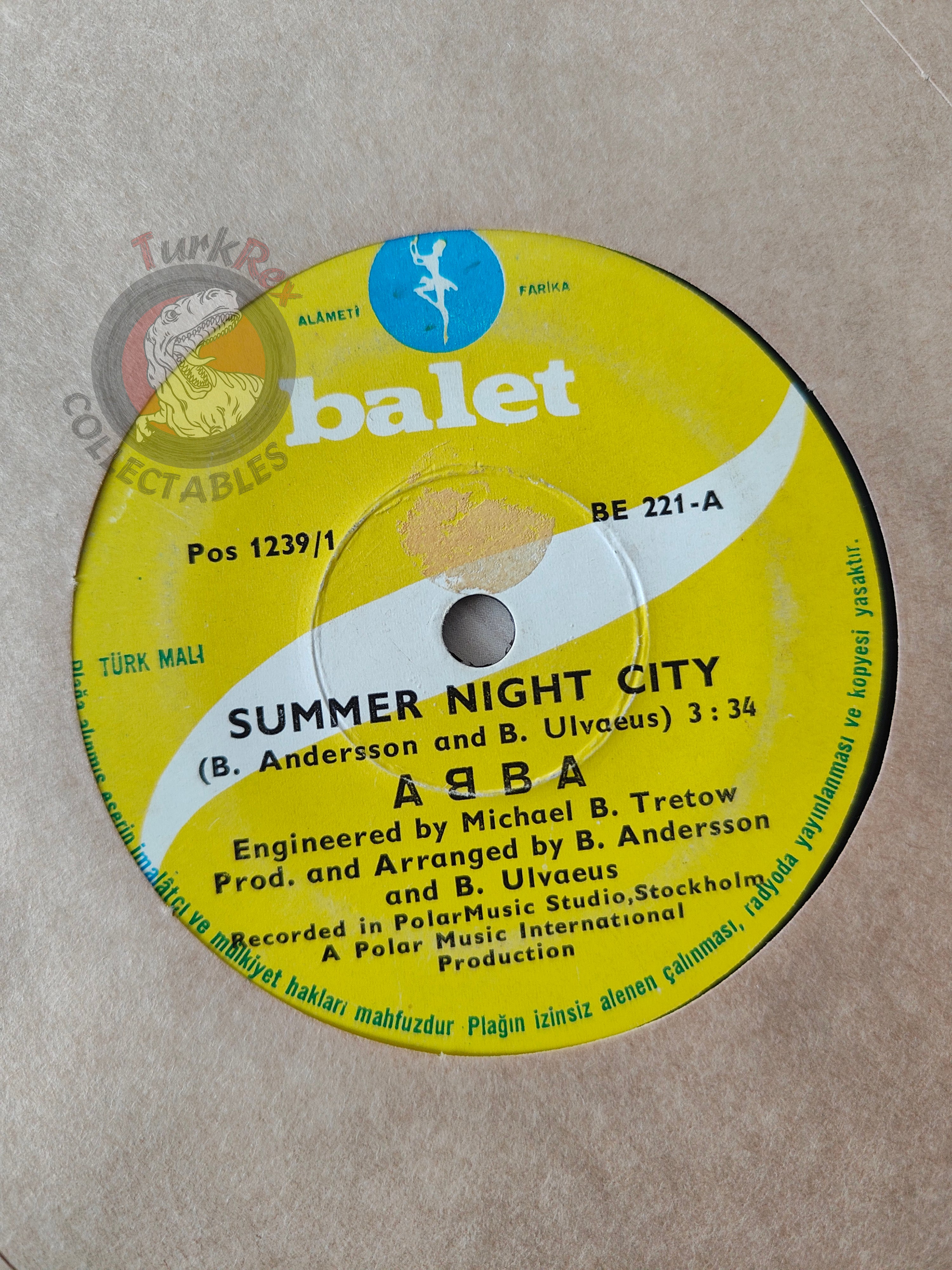ABBA – Summer Night City 7" Turkish Pressing Vinyl Turkey Edition