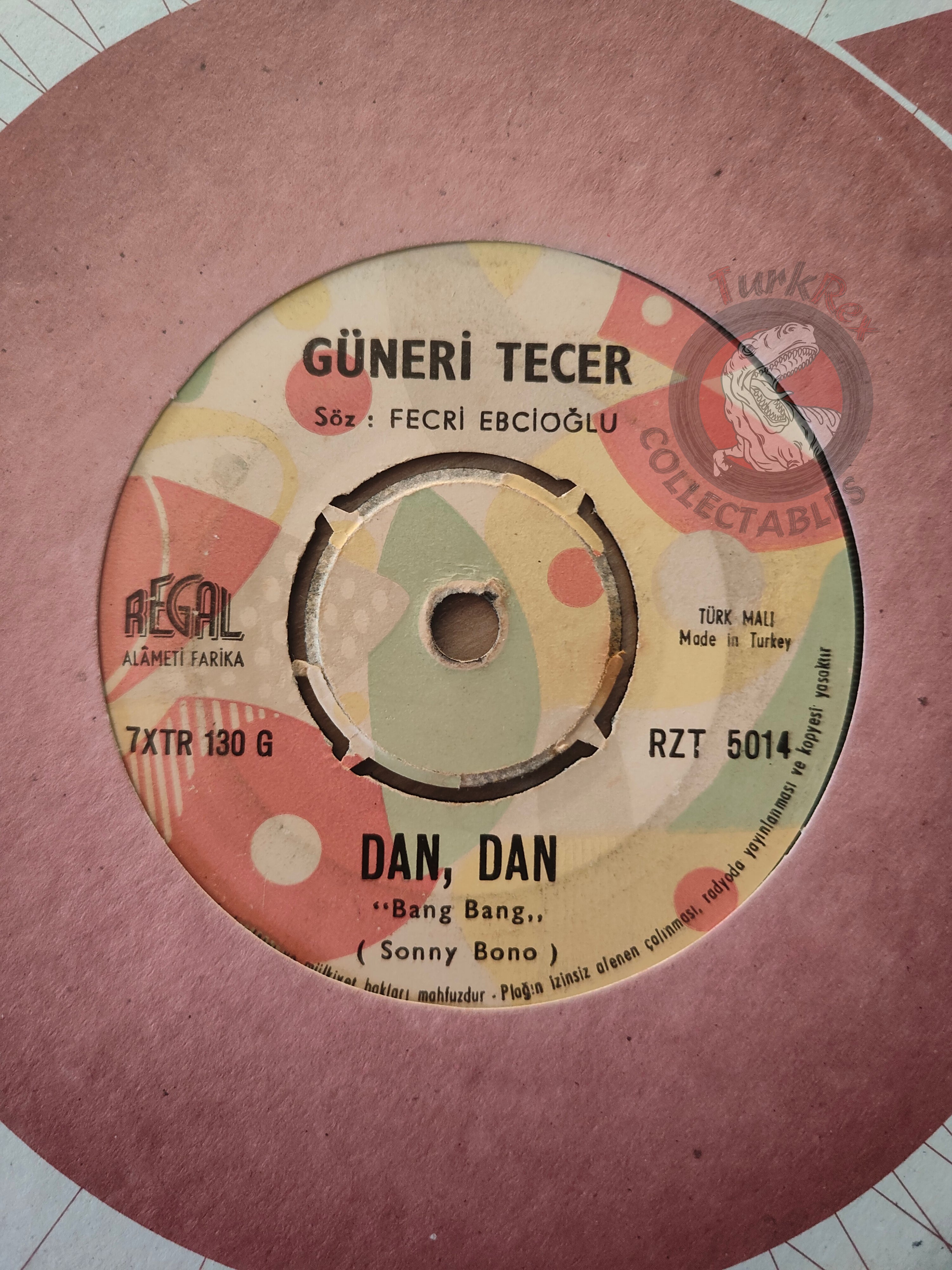 Güneri Tecer – Mühür Gözlüm / Bang Bang 7" Turkish Pressing Vinyl Turkey Edition