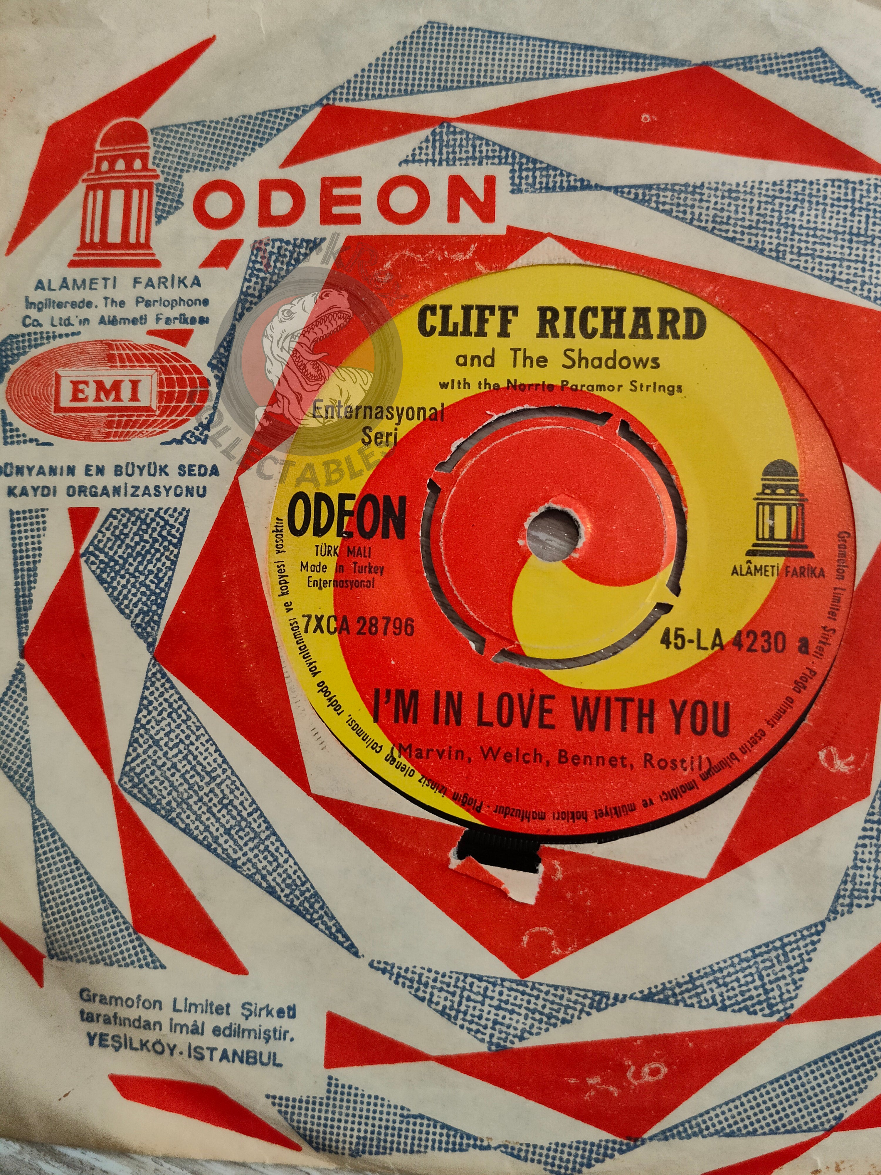 Cliff Richard & The Shadows – I'm In Love With You 7" Turkish Pressing Vinyl Turkey Edition