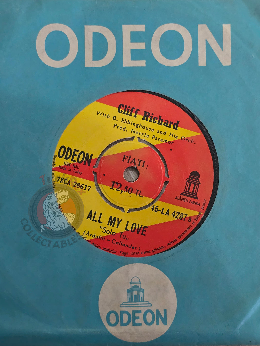 Cliff Richard – All My Love 7" Turkish Pressing Vinyl Turkey Edition Shadows