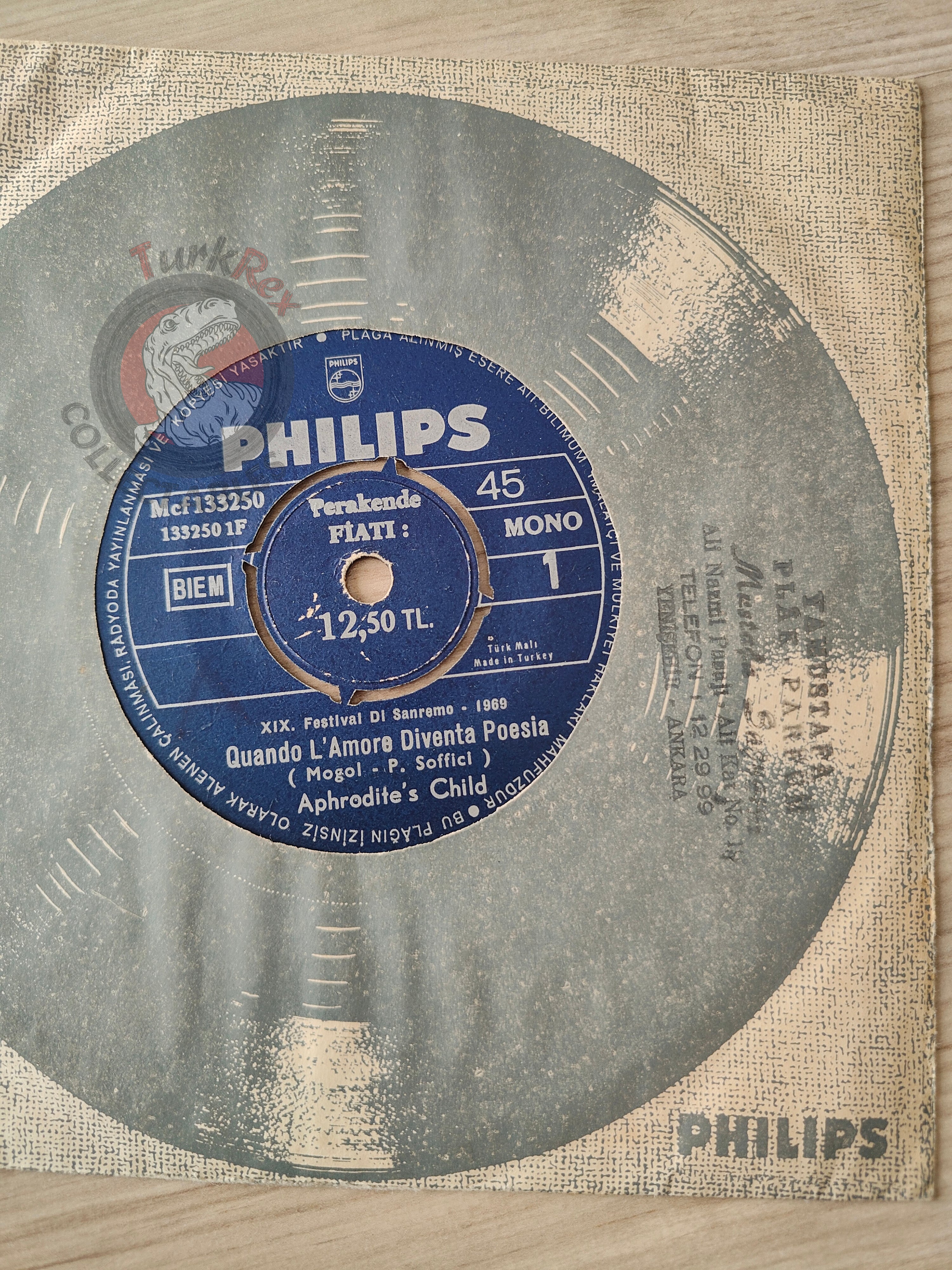 Aphrodite's Child – Quando L'Amore Diventa Poesia 7" Turkish Pressing Vinyl Turkey Edition Sanremo